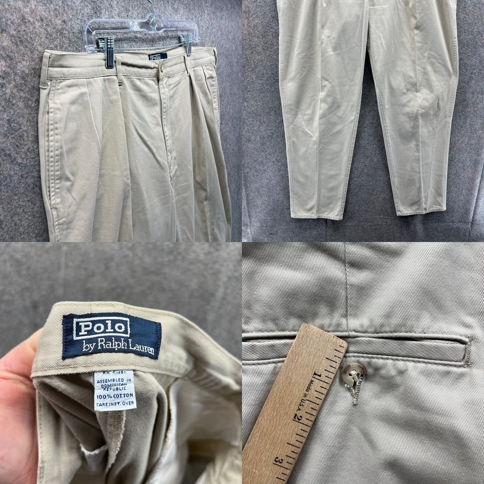 Polo Ralph Lauren VINTAGE Polo Ralph Lauren Dress Pants Men 36x30 Chino Pleated Khaki Beige Classic Preppy Size US M / EU 48-50 / 2 - 8 Thumbnail