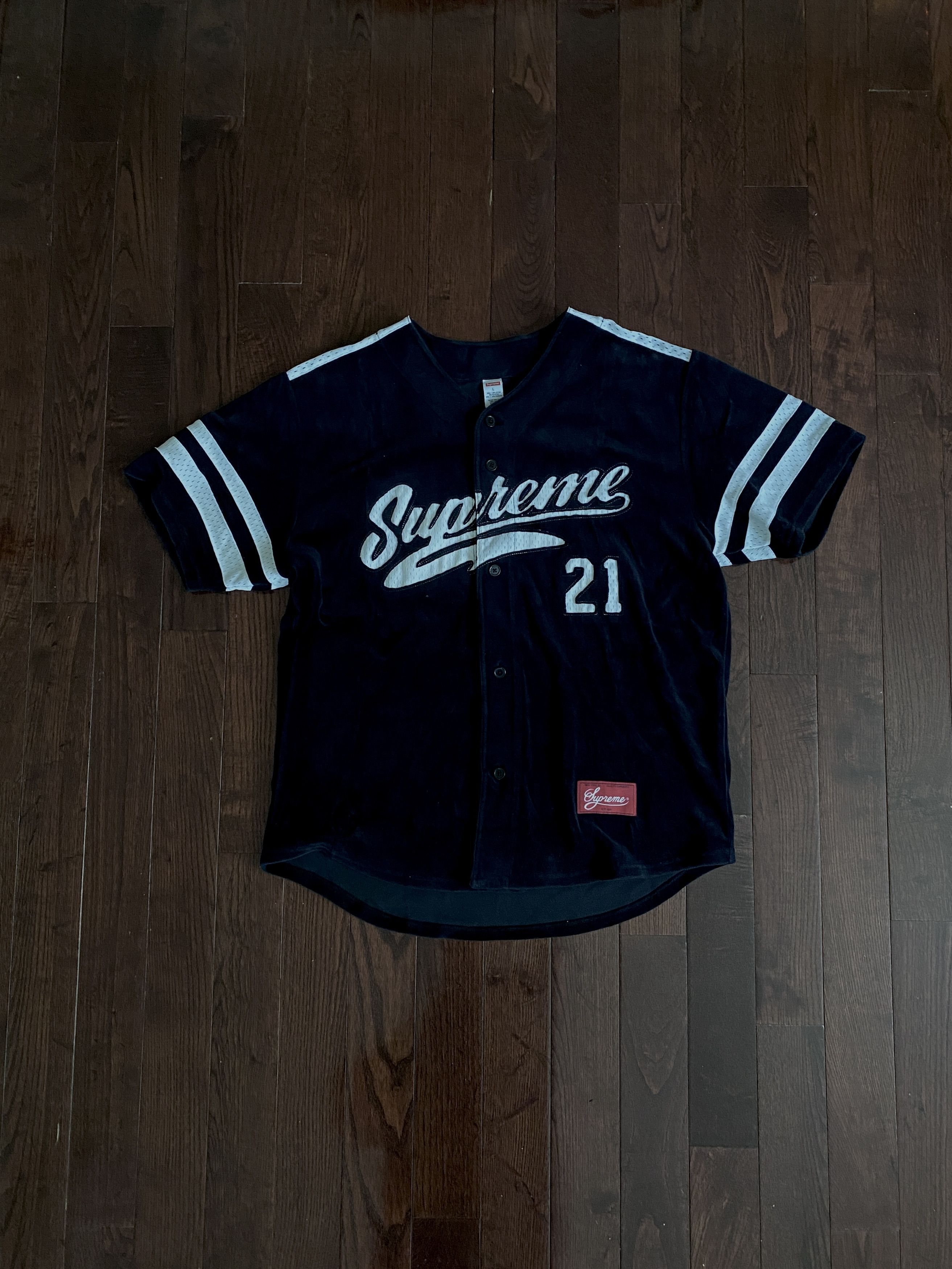 Supreme Supreme Velour Baseball Jersey | Grailed