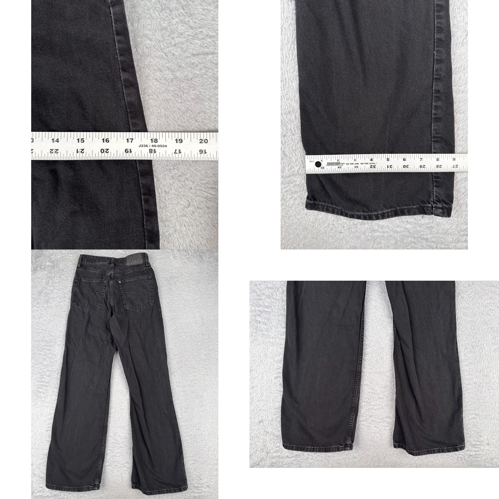 Denime &Denim Jeans Womens 2 Black Denim Wide-Leg Regular Fit High Waist 25x29 Jeans Size 26" / US 2 / IT 38 - 9 Thumbnail