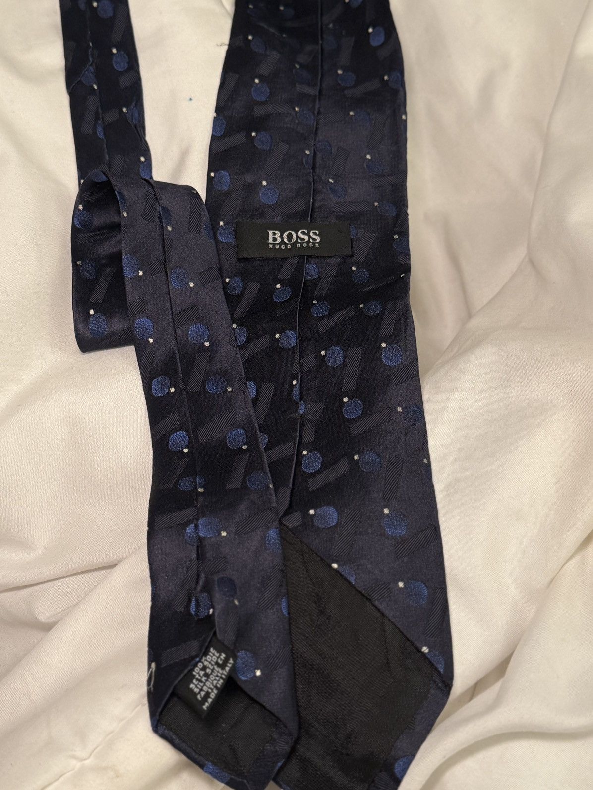 Hugo Boss BOSS Hugo Boss Navy Blue Polka Dot Patterned Tie Size ONE SIZE - 4 Thumbnail