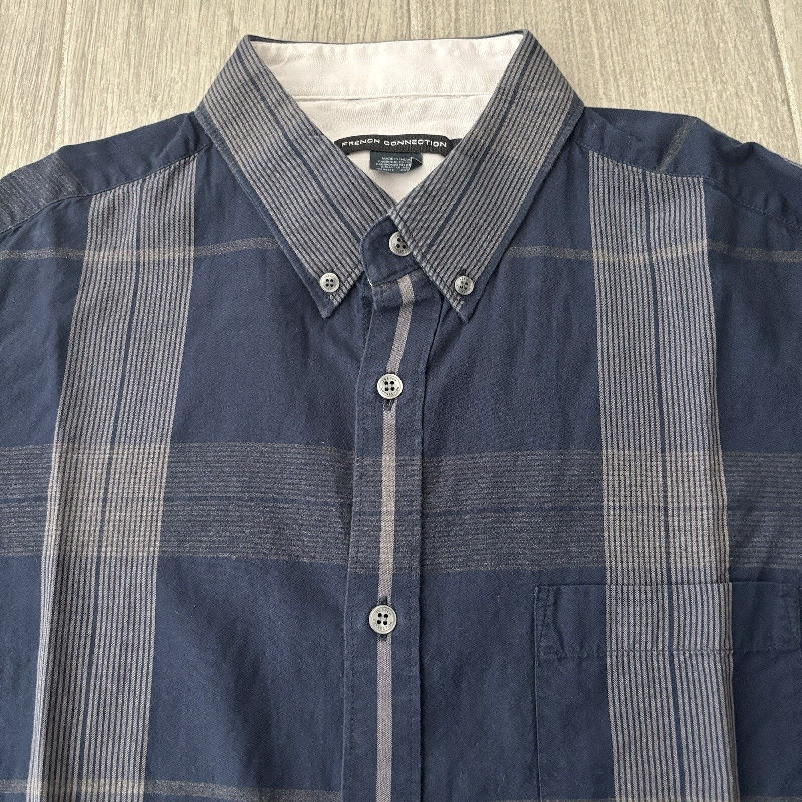 French Connection French Connection Men’s Large Blue Grey Plaid Button Shirt Size US L / EU 52-54 / 3 - 3 Thumbnail