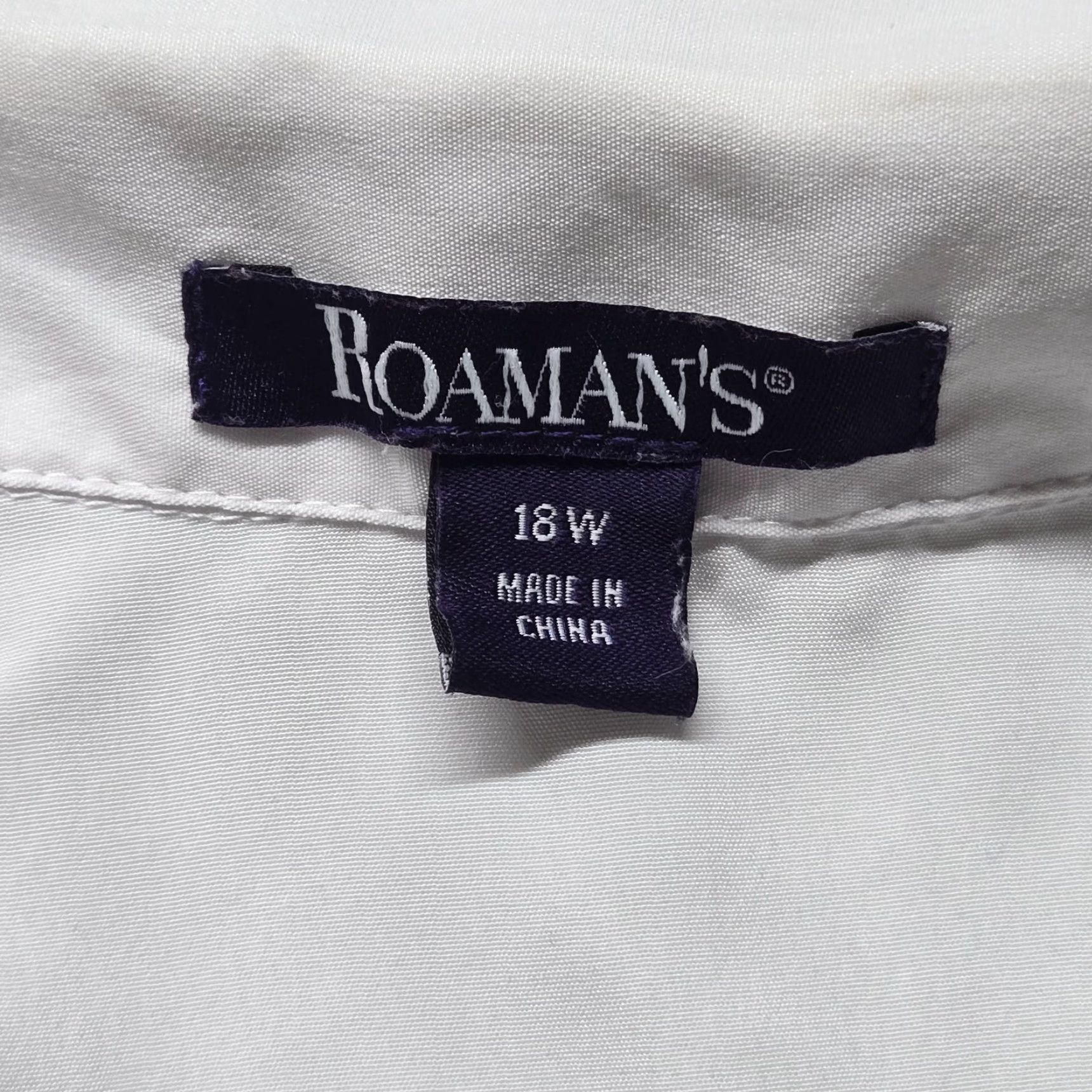 Vintage Roaman's Solid White Button-Up Short Sleeve Shirt 18W Womens Shoulder Pads Adult Plus Size 18W White Shirt Size XXL / US 16-18 / IT 52-54 - 3 Thumbnail