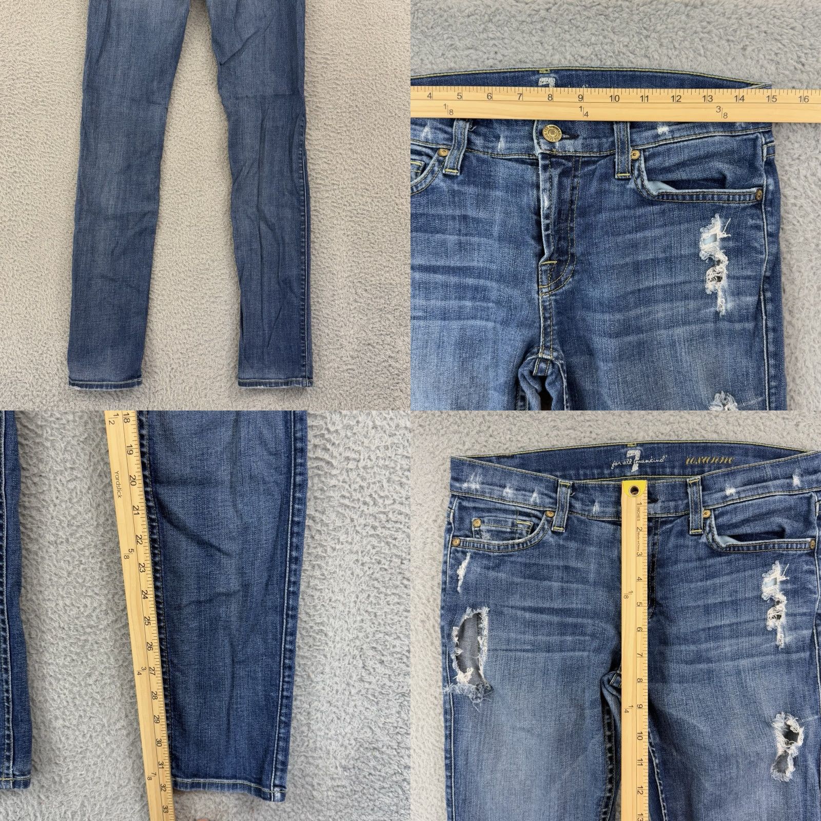 7 For All Mankind 7 For All Mankind Jeans Womens 29 Blue Roxanne Denim 30x32 Ankle Denim Casual Capri 80s Bohemian Hippie Womens Jeans Size 29" - 8 Thumbnail