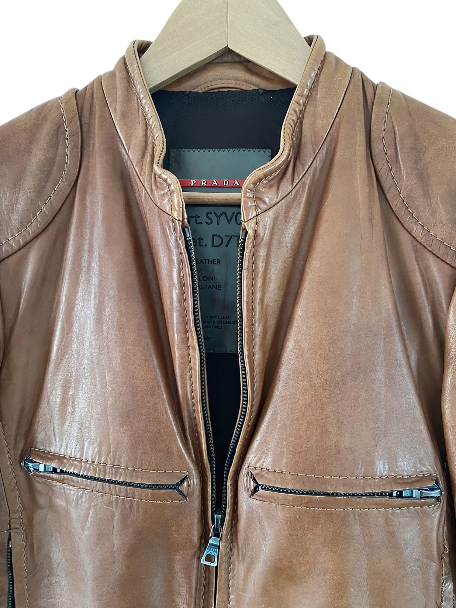 Prada LEATHER BIKER JACKET Size US M / EU 48-50 / 2 - 3 Thumbnail
