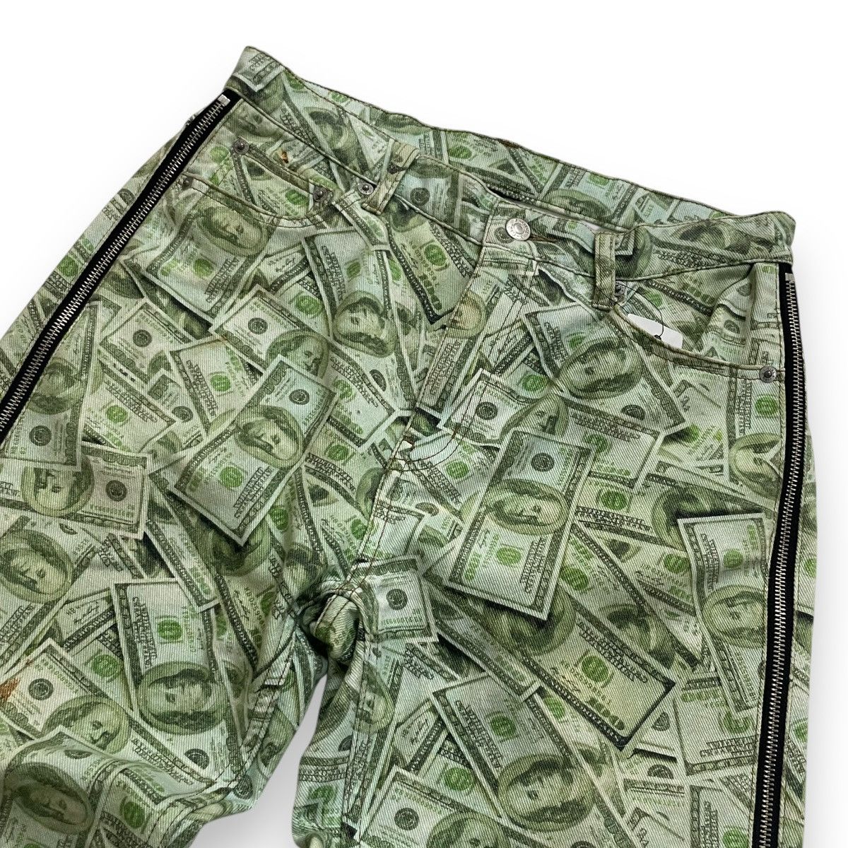 Hysteric Glamour X-girl × YURINO Side FULL ZIP PANTS in green with a money Size US 30 / EU 46 - 2 Thumbnail