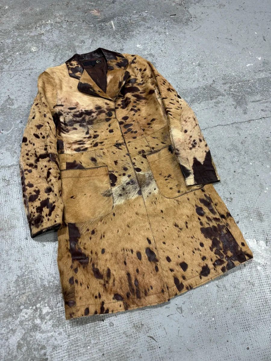 Just Cavalli AW2004 Cavalli Brown & Beige Pony Hair Caw Effect Trench Coat Size S / US 4 / IT 40 - 4 Thumbnail