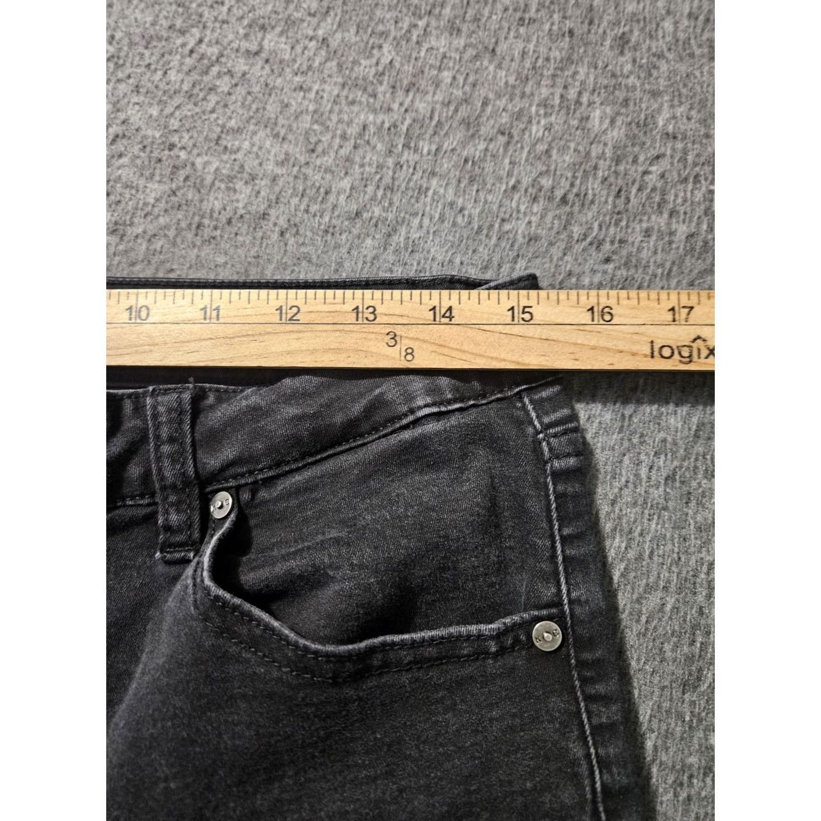 Vintage Kancan Skinny Crop Jeans Women's 13/30 Black Mid Rise Stretch Frayed Hem Preppy City Denim Jeans Womens Size 34" / US 12 / IT 48 - 4 Thumbnail
