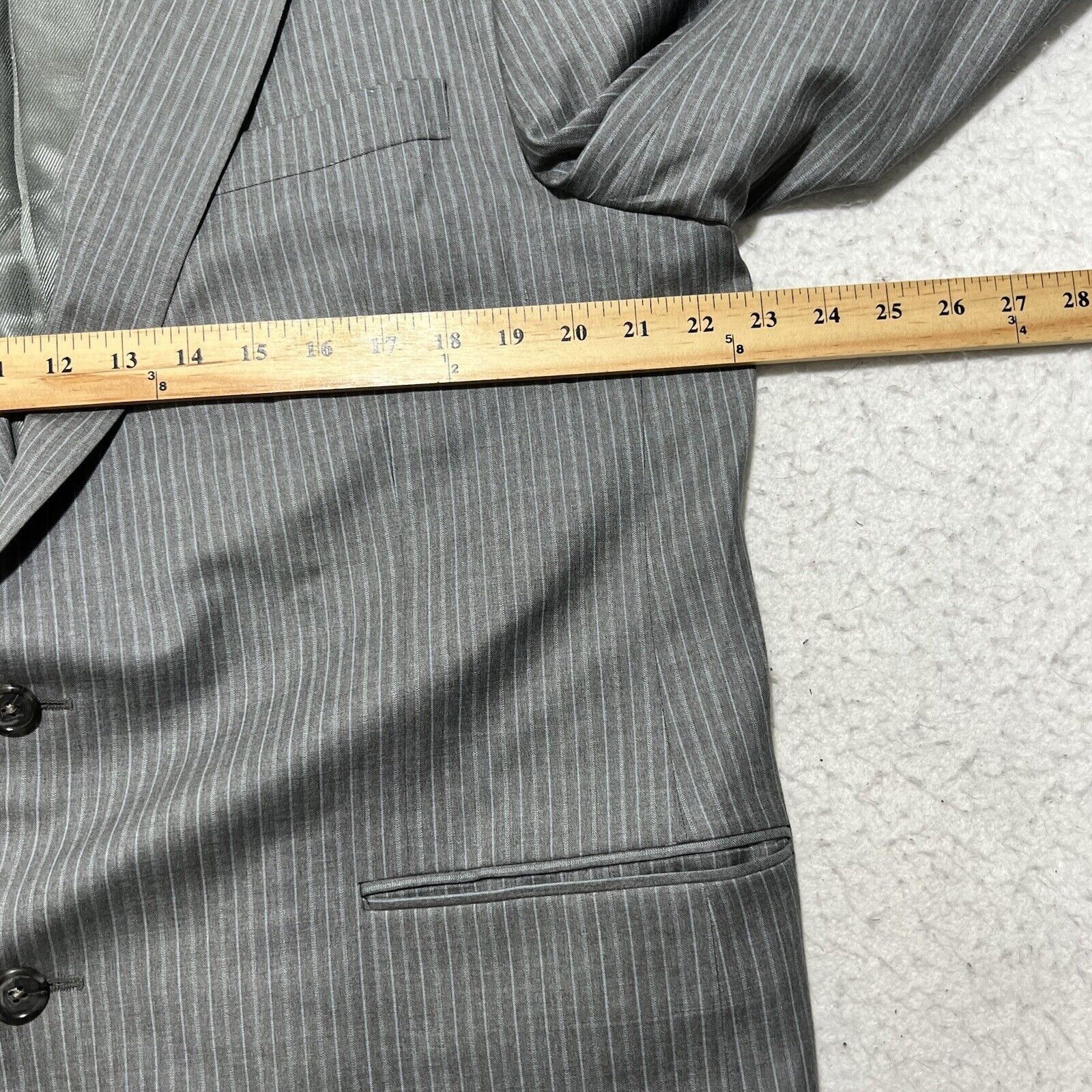 Hickey Freeman Hickey Freeman 44R Worsted Wool Gray Pinstripe Suit Jacket Size 44R - 11 Thumbnail