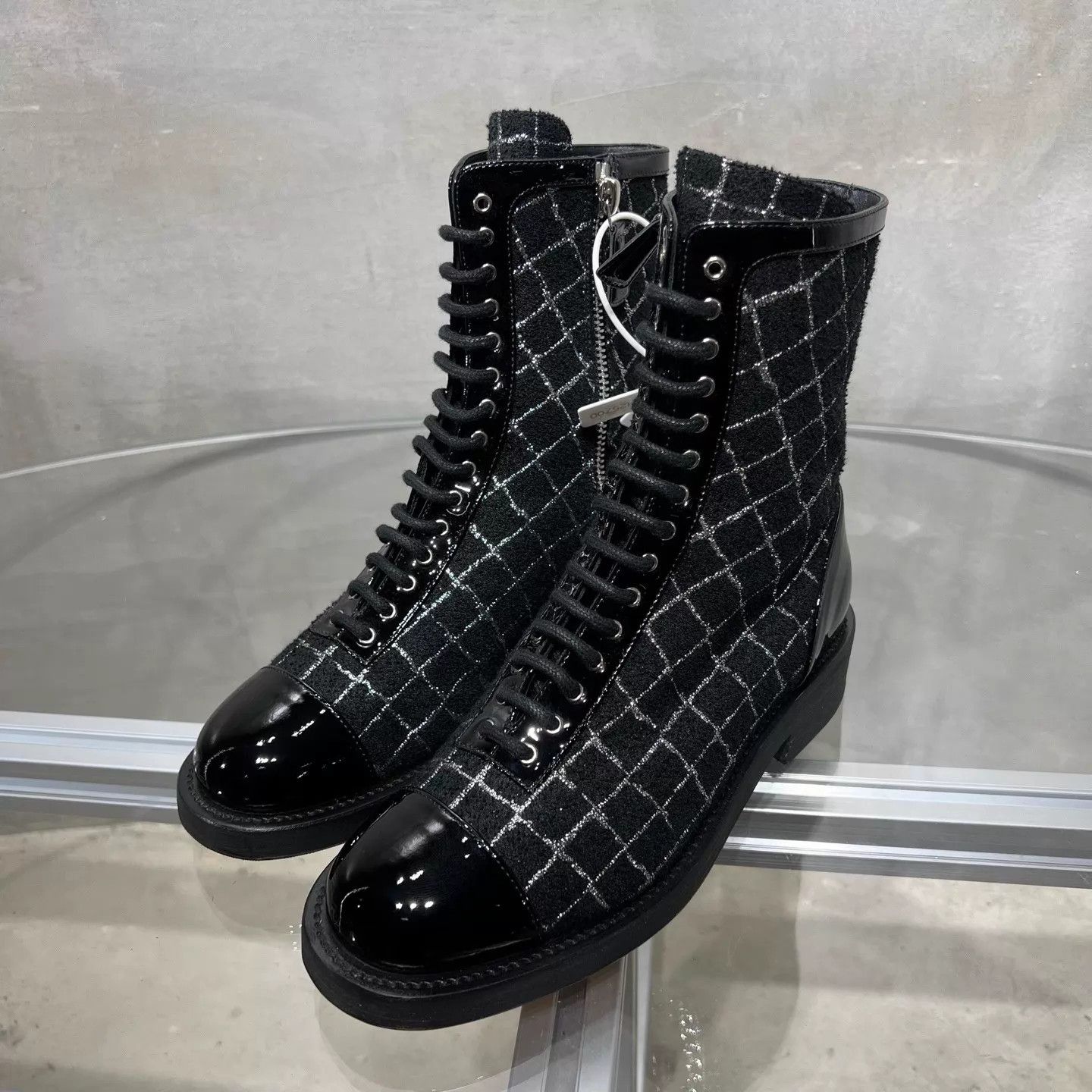 Chanel Chanel Black Checked Boots 36 Size US 5.5 / IT 35.5 - 2 Thumbnail