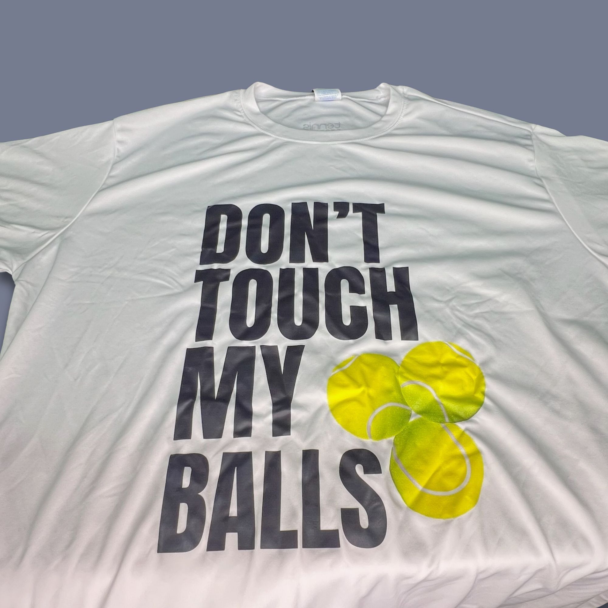 Port & Company "Dont Touch My Balls!" Tennis Humor White T-Shirt Port & Com Size US XL / EU 56 / 4 - 3 Thumbnail