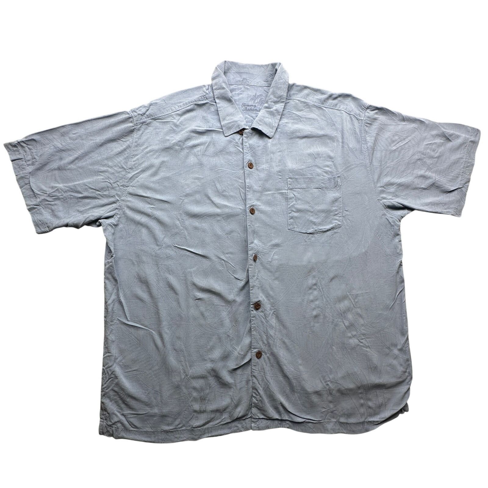 Tommy Bahama Tommy Bahama 100% Silk Textured Hawiian Shirt Men XXL Blue Size US XXL / EU 58 / 5 - 1 Thumbnail
