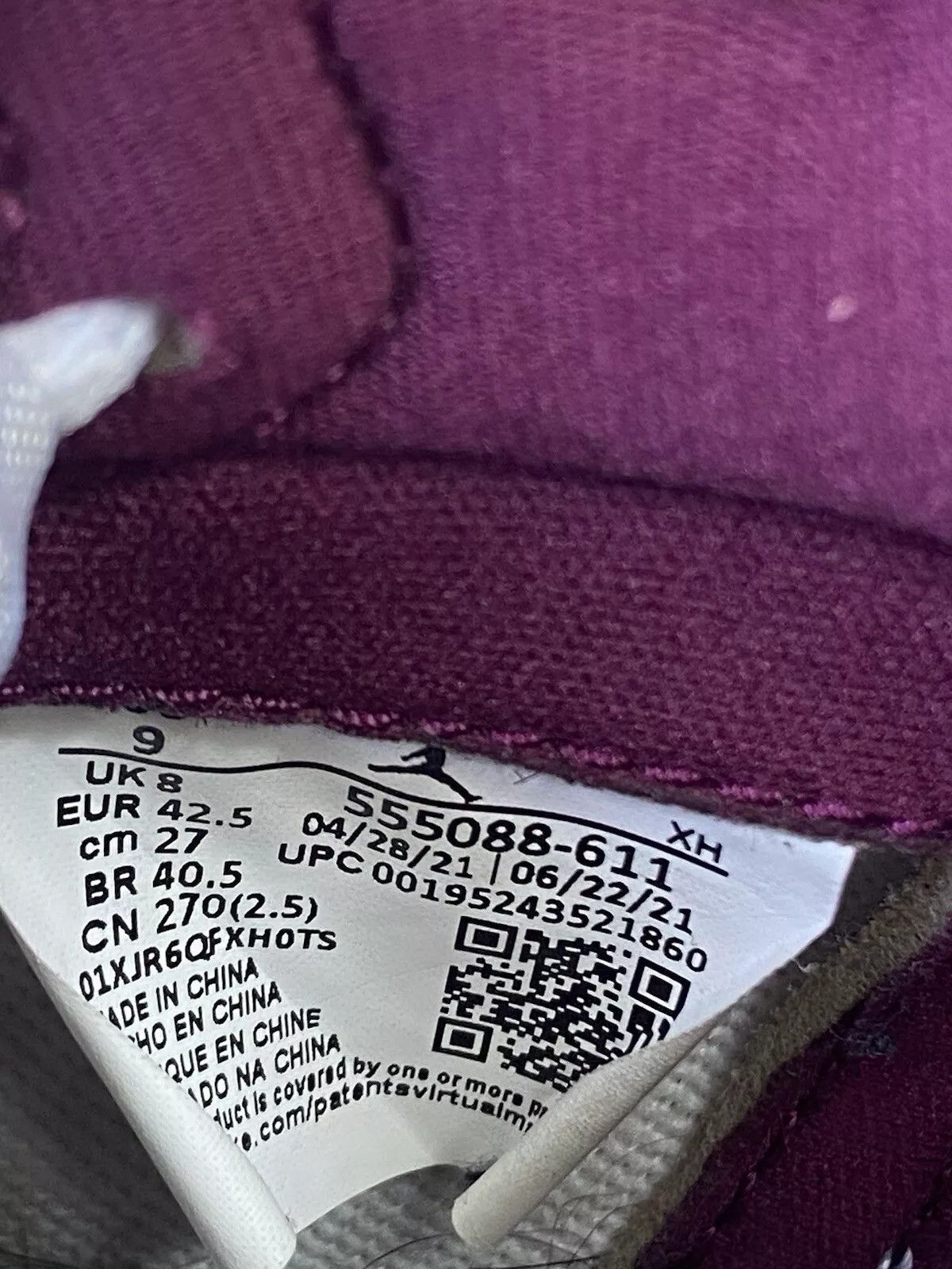Nike Size 9 - Jordan 1 Retro High OG Bordeaux (555088-611) Size US 9 / EU 42 - 9 Thumbnail