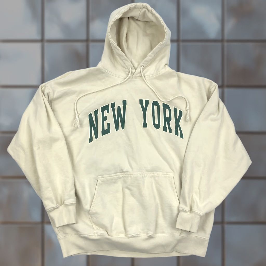 Brandy Melville Brandy Melville Hoodie One Size Beige Sweatshirt Pullover Drawstring Logo Fleece Raglan Long Sleeve Size ONE SIZE - 1 Thumbnail