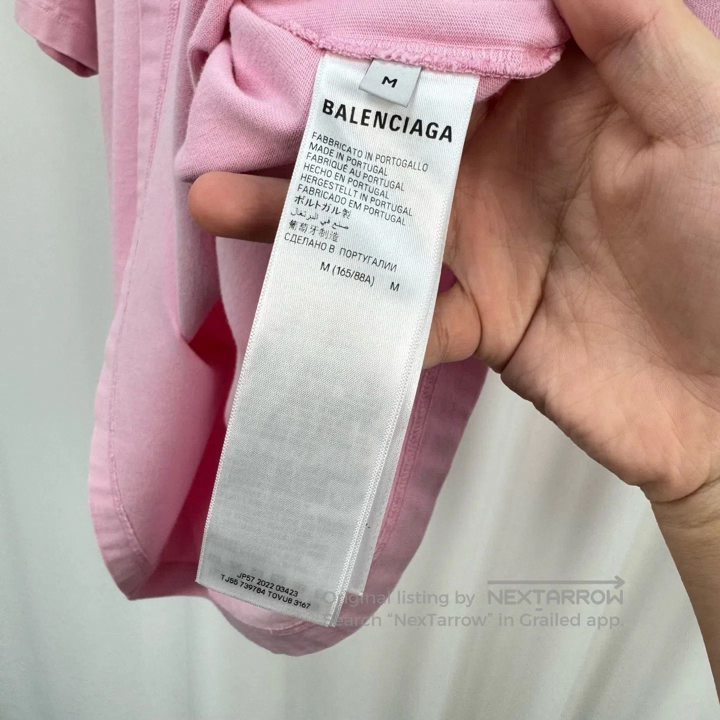 Balenciaga Balenciaga Pink Back Crystal Letter Short Sleeve T-Shirt| Size M / US 6-8 / IT 42-44 - 7 Thumbnail
