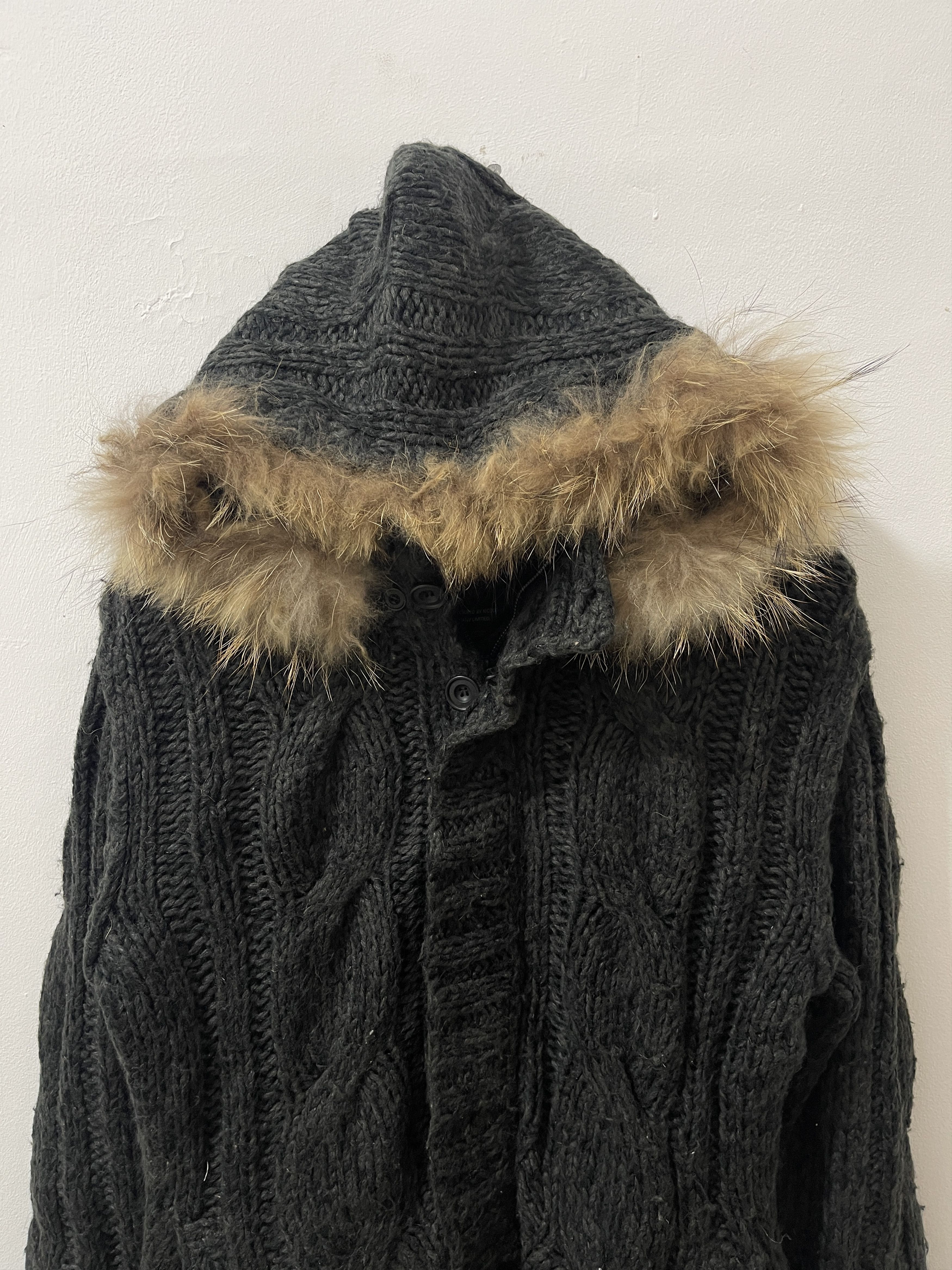 Nicole Club 2000s Nicole Club Grunge Cable Knit Fur Vkei Style Jacket Size US M / EU 48-50 / 2 - 2 Thumbnail