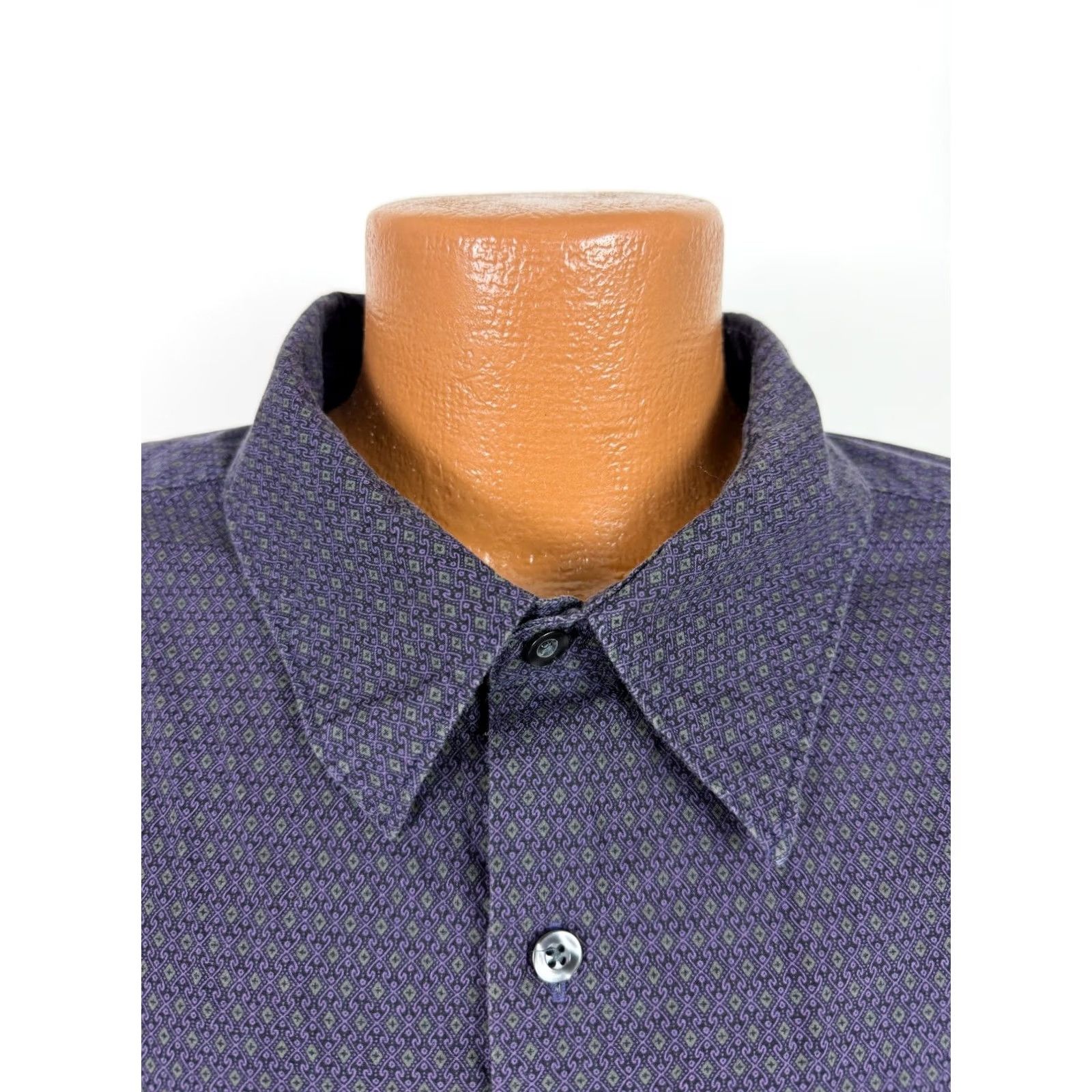 Liz Claiborne VINTAGE Claiborne Shirt Geometric 3XL Purple Cotton Button-Up Casual Mens Size US XXL / EU 58 / 5 - 4 Thumbnail