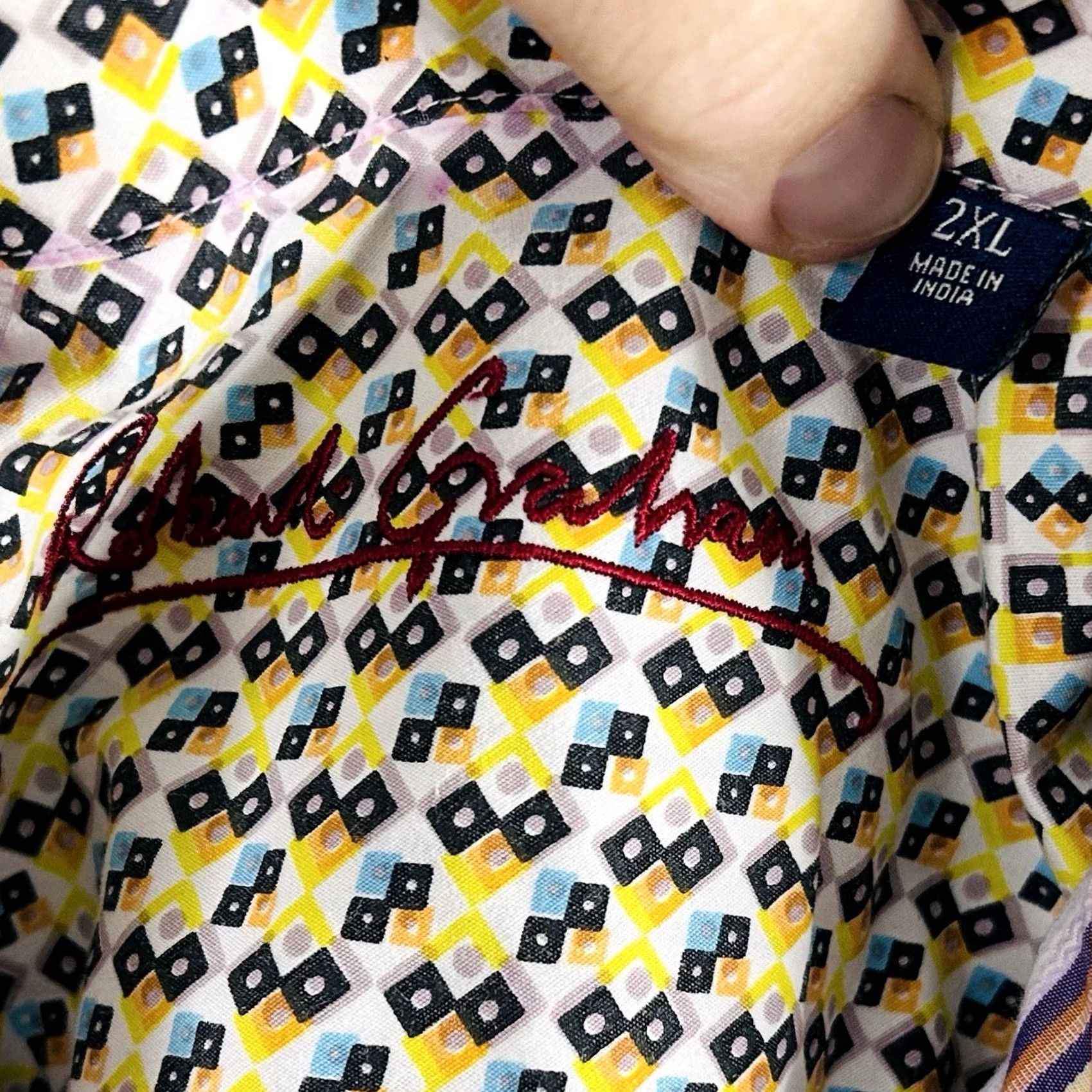 Robert Graham Robert Graham 2XL Signature Geometric Flip Cuff Shirt Purple Striped Button-Front Shirt Mens Size US XXL / EU 58 / 5 - 3 Thumbnail