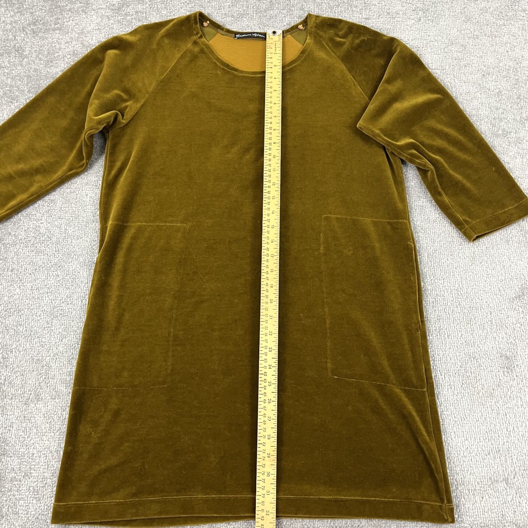 Velour GUDRUN SJODEN Tunic Top Womens Small Brown Velour 3/4 Sleeve Pockets Casual Shift Size S / US 4 / IT 40 - 4 Thumbnail