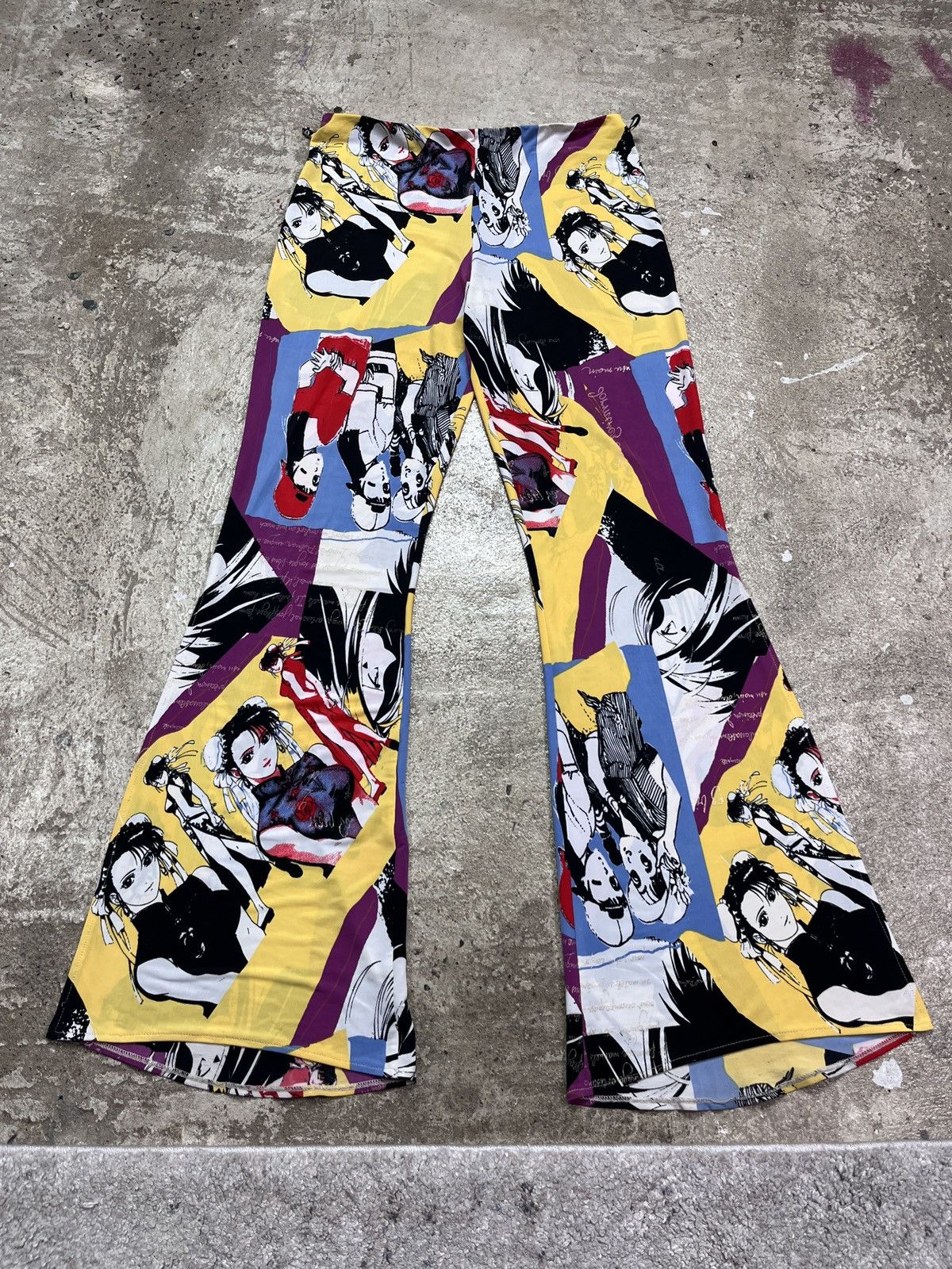 Vintage BAGGY FLARE Y2K ANIMA OVERPRINTED PANTS - LOT № 3155 Size 26" / US 2 / IT 38 - 1 Thumbnail