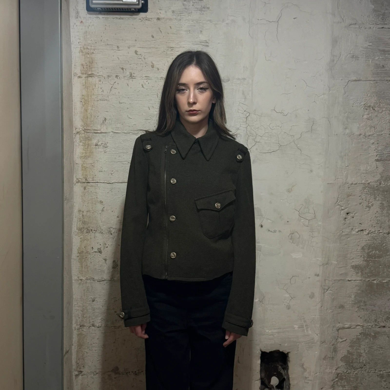 Diesel Diesel military cropped asymmetrical zip buttons wool jacket Size S / US 4 / IT 40 - 2 Thumbnail