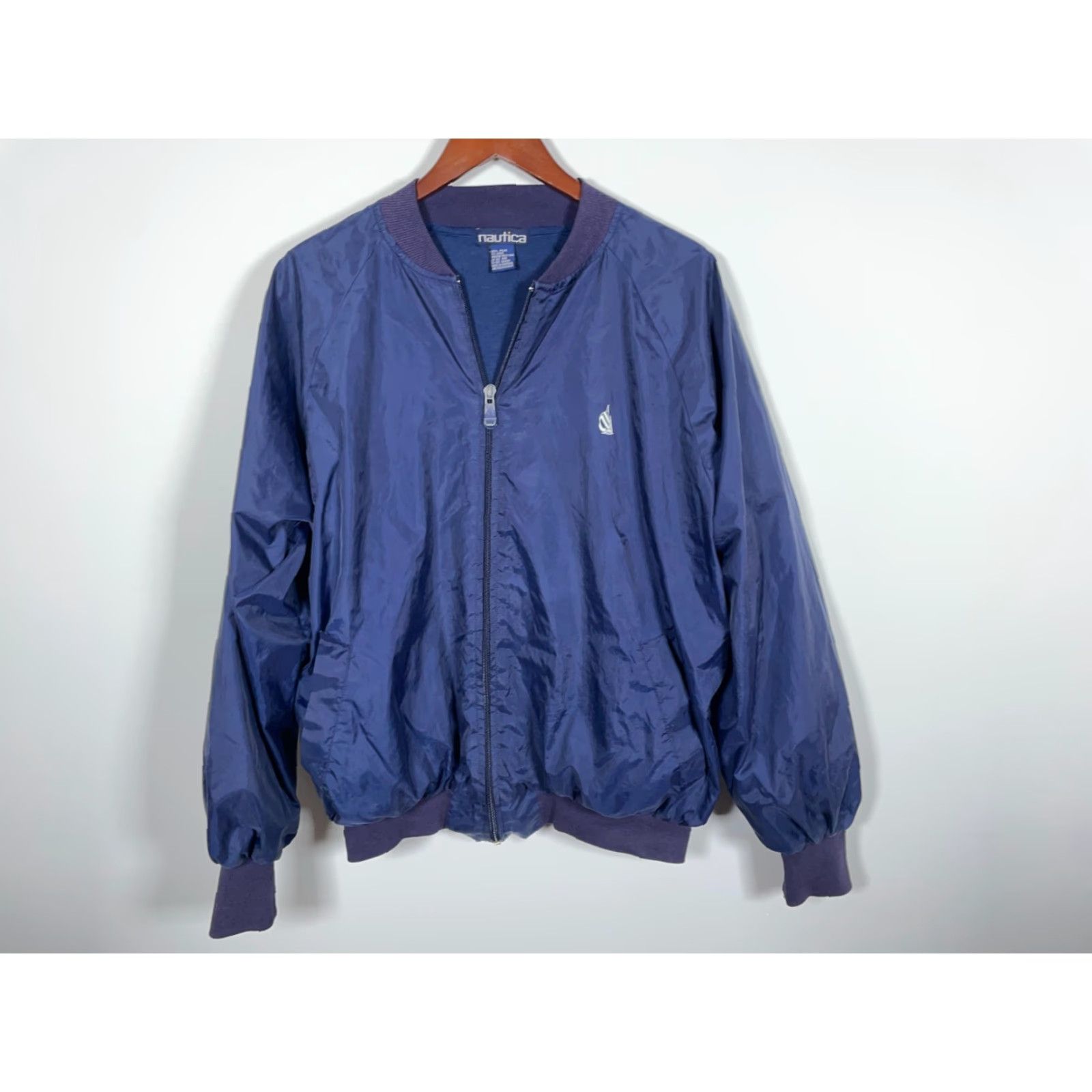 Nautica VINTAGE Nautica Windbreaker Jacket Adult One Size Dark Blue Zip Up Lined Lightweight Mens One Size Blue Nautica Windbreaker 90s Retro/Nautical Theme Size US M / EU 48-50 / 2 - 2 Thumbnail