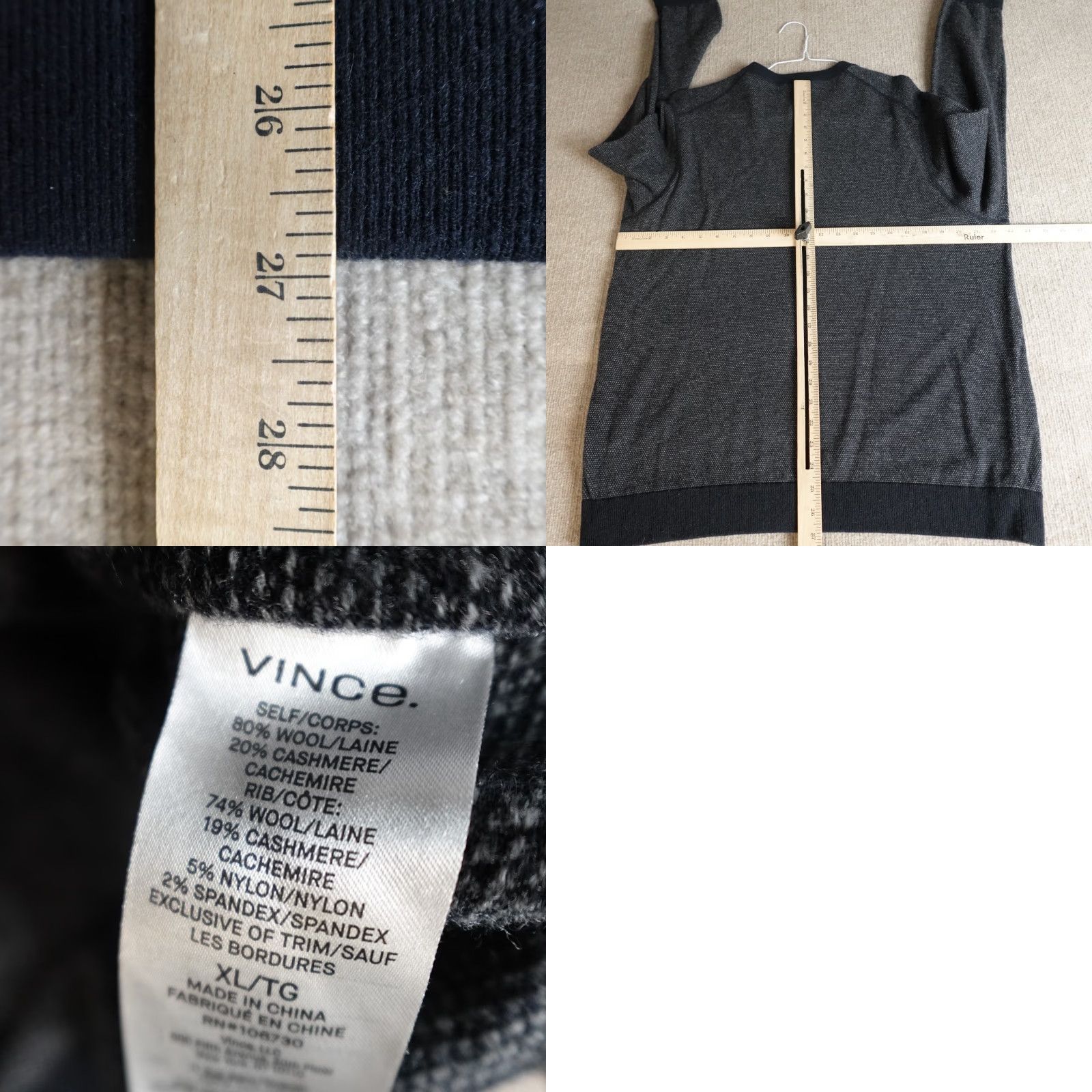 Vince Vince Mens Sweater XL Blue Gray Heather Wool Cashmere Blend Henley Collar Shirt? Size US XL / EU 56 / 4 - 8 Thumbnail