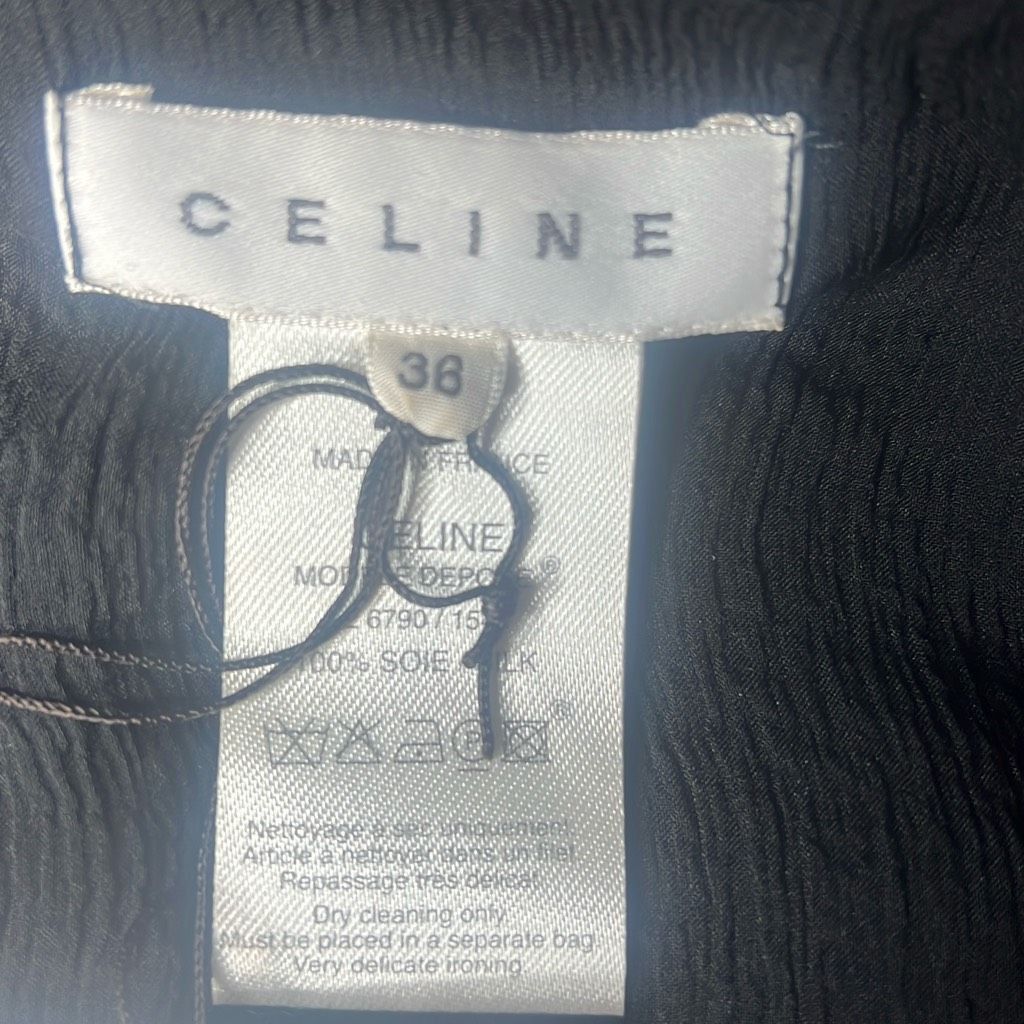 Celine NWT Celine Black Silk Wrap Dress (012) Size S / US 4 / IT 40 - 11 Thumbnail