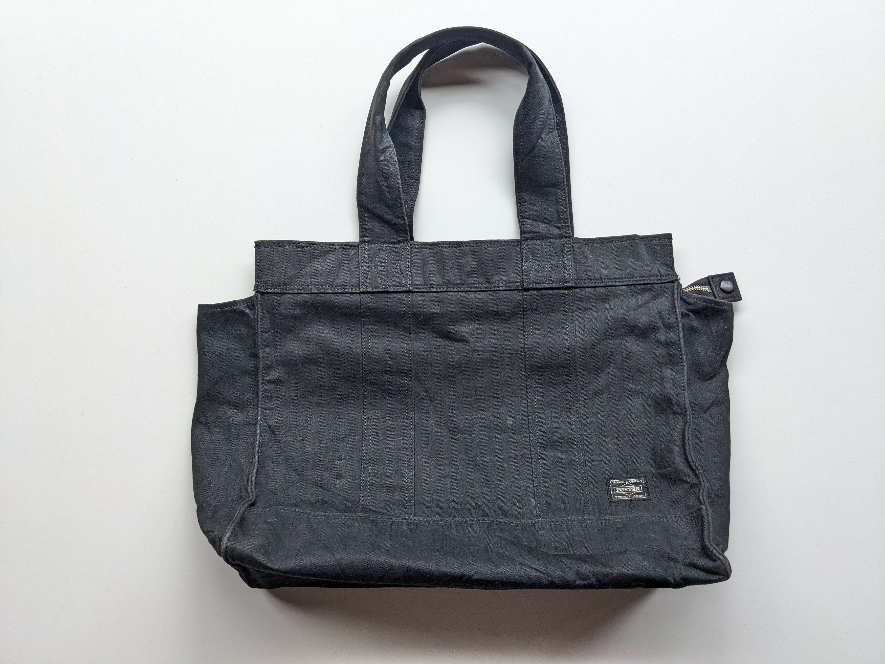 Porter Smokey Tote Canvas Bag in Black, Men's
