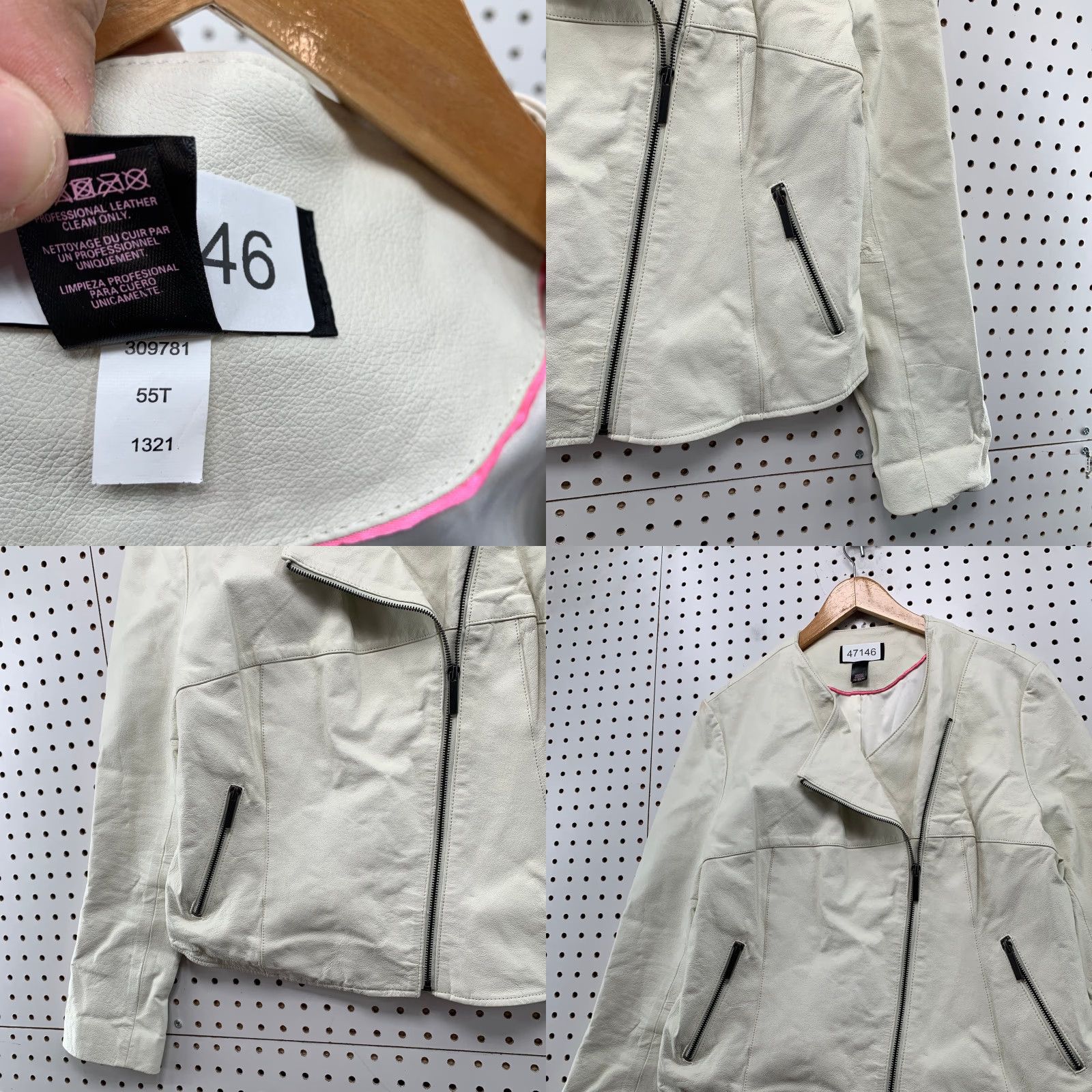 Victoria's Secret Victoria's Secret Leather Motorcycle Jacket Womens XL White Slant Zip Biker Size XL / US 12-14 / IT 48-50 - 8 Thumbnail
