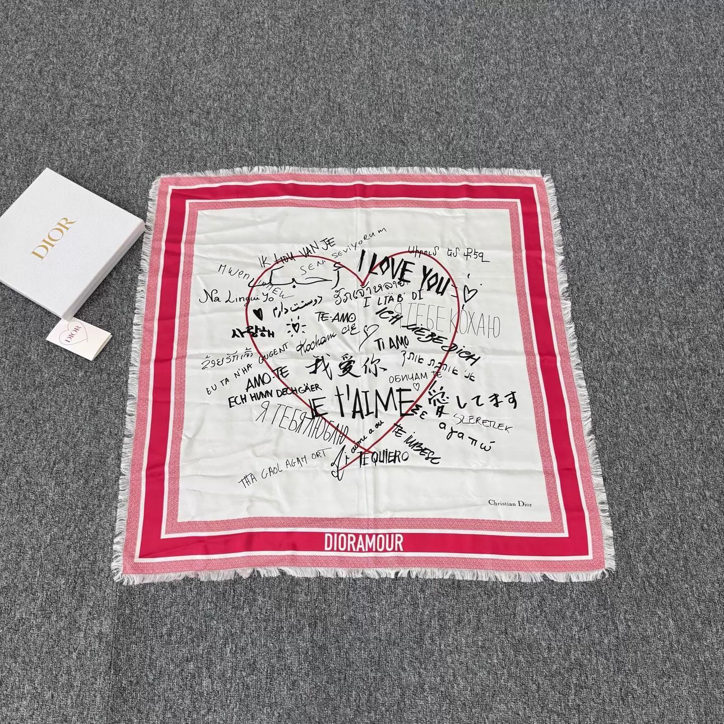 Dior Dior 100 Love You Tassel Silk Scarf (Valentine’s) Size ONE SIZE - 1 Thumbnail