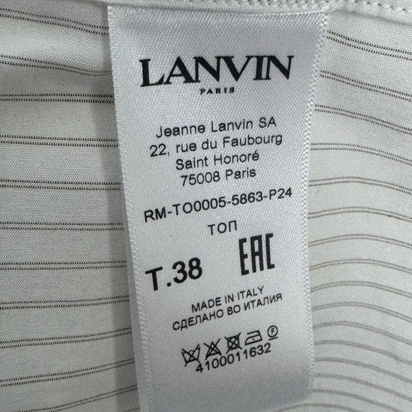 Lanvin Lanvin Striped Logo T-Shirt Silk White Men’s Size 38/US Medi Size US M / EU 48-50 / 2 - 5 Thumbnail