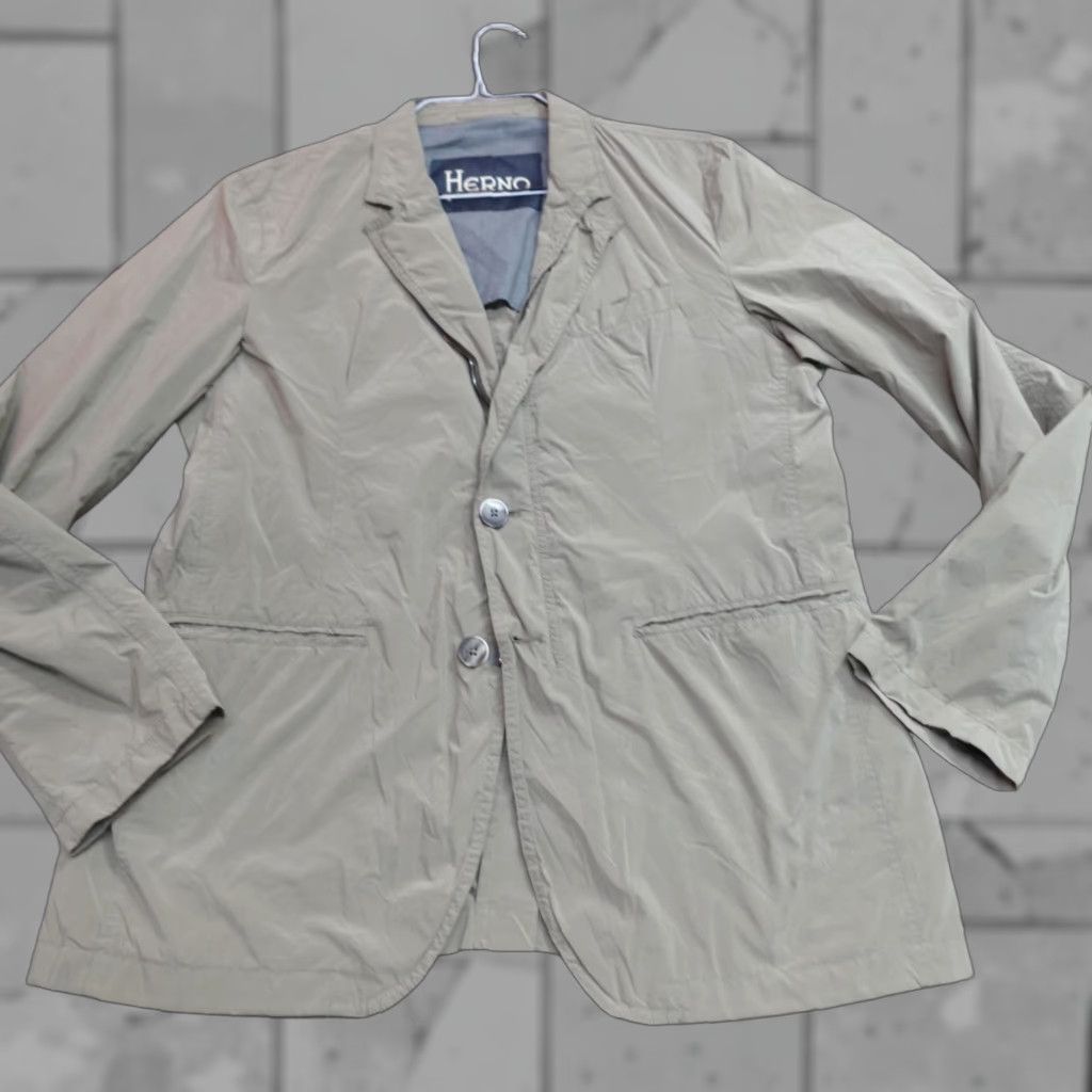 Herno Herno Blazer Jacket Men 44 Beige Solid Zipper Button 2 Button Made in Italy Tailored Windbreaker Fall Winter Spring Regular Size 44R - 1 Thumbnail