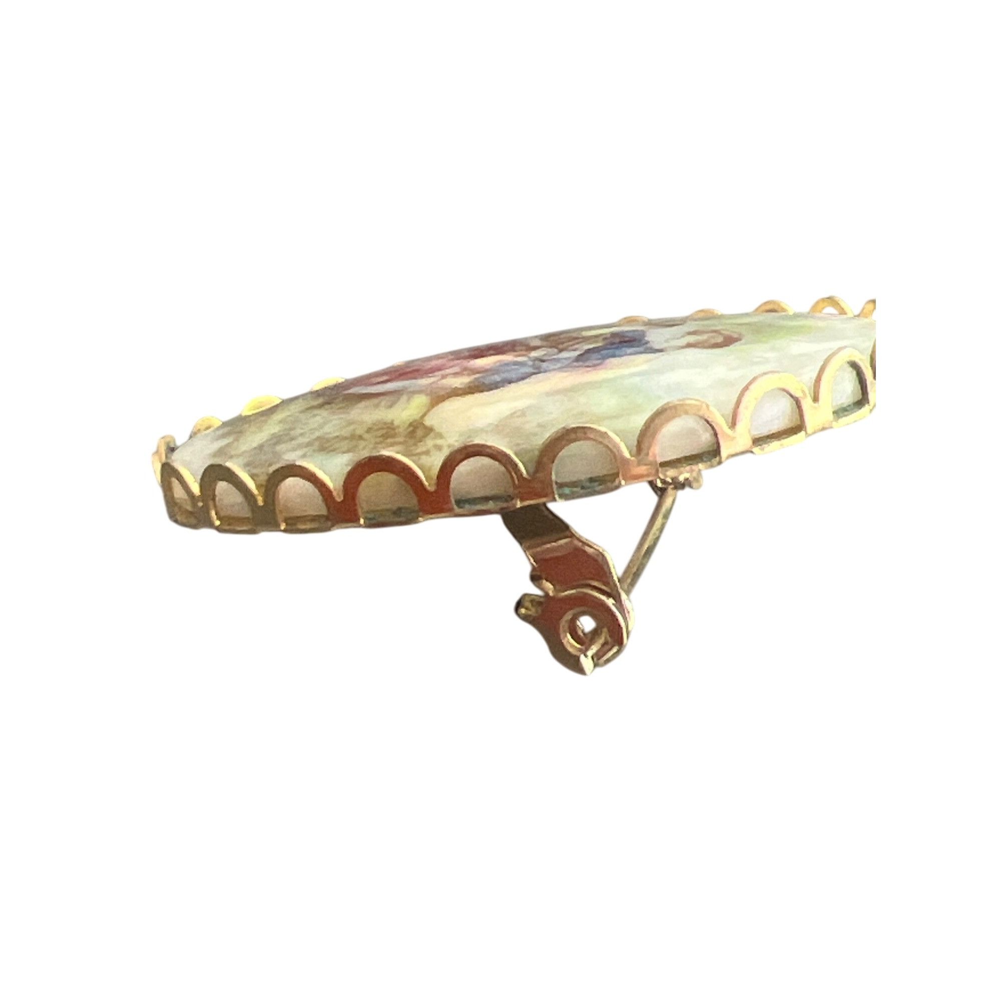 Other Vintage Fragonard Cameo Brooch Pin Gold Tone Porcelain Court Size ONE SIZE - 4 Thumbnail