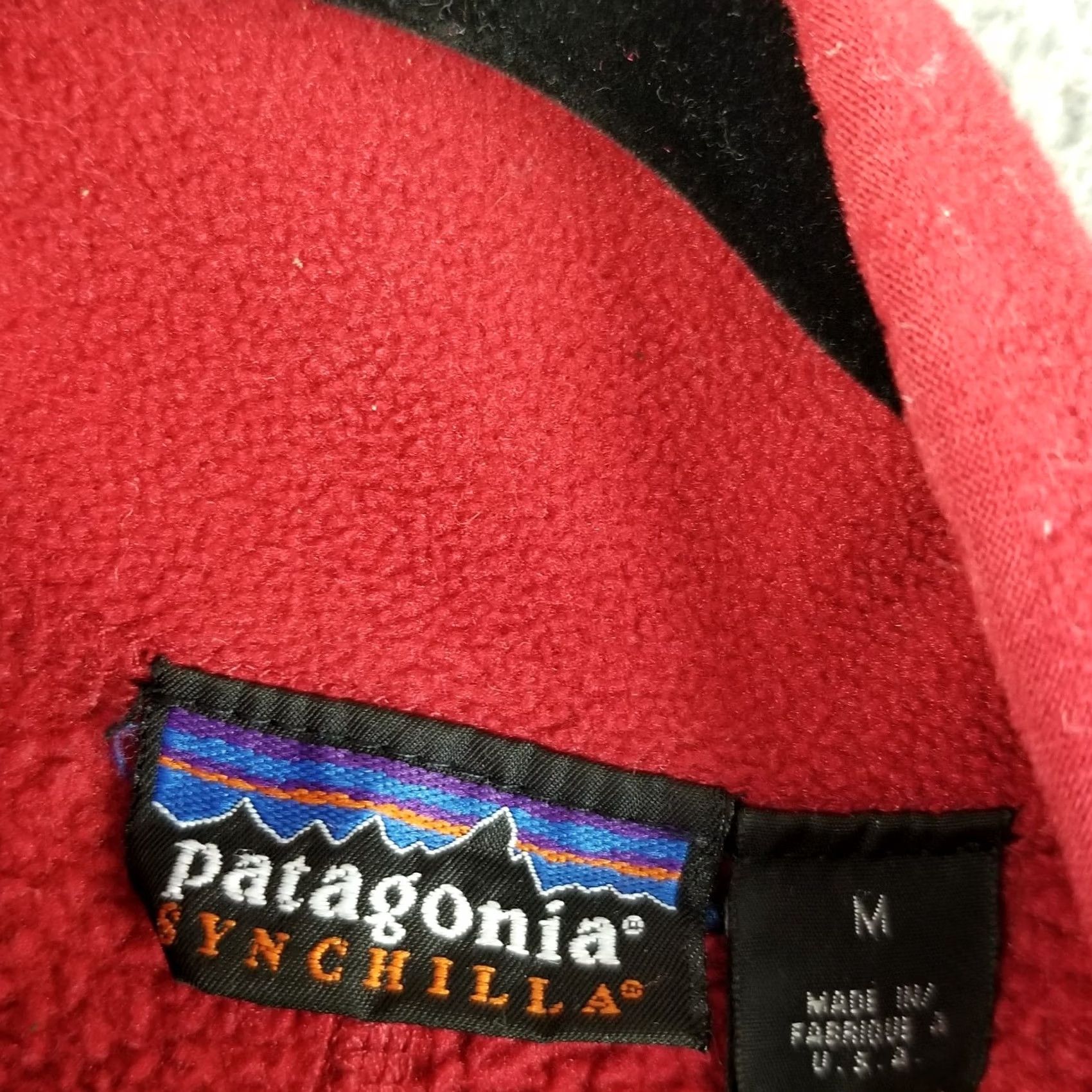 Patagonia VINTAGE Patagonia Synchilla Jacket Mens Medium Red USA Windbreaker Zip Full Zip Pockets Logo" Size US M / EU 48-50 / 2 - 6 Thumbnail