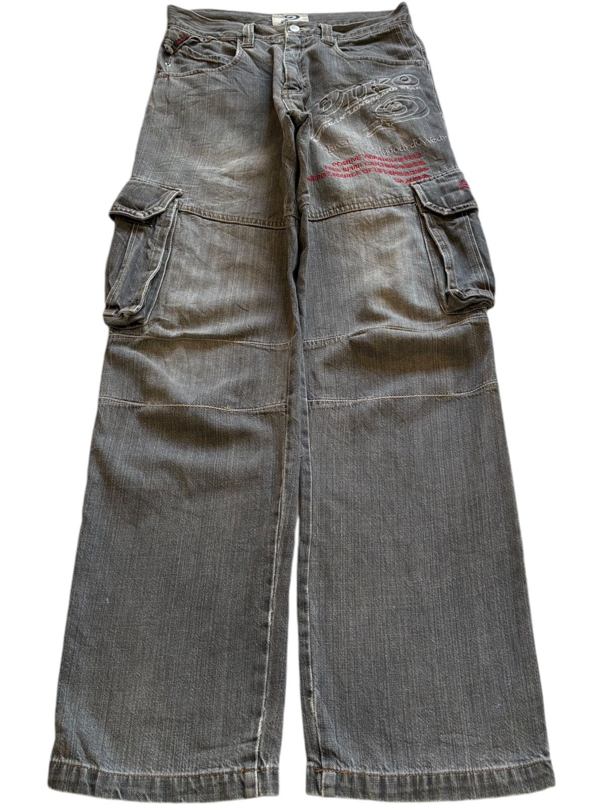 Japanese Brand Vintage Japanese Brand Wording Style Baggy Cargo Jeans Size US 29 - 1 Thumbnail