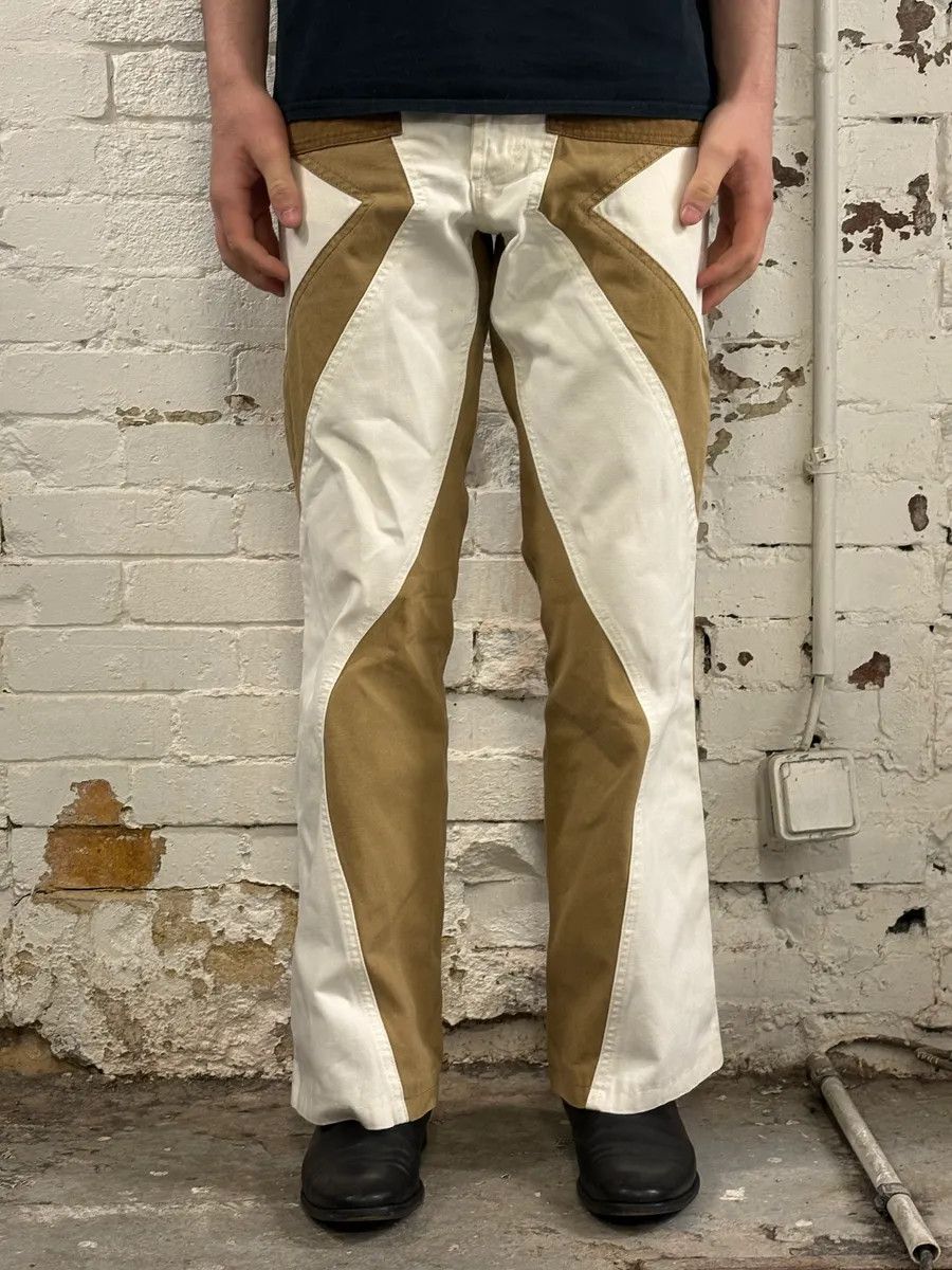 Just Cavalli SS2004 Cavalli Beige & White Calm Sahara Contrast Pants Size US 30 / EU 46 - 2 Thumbnail