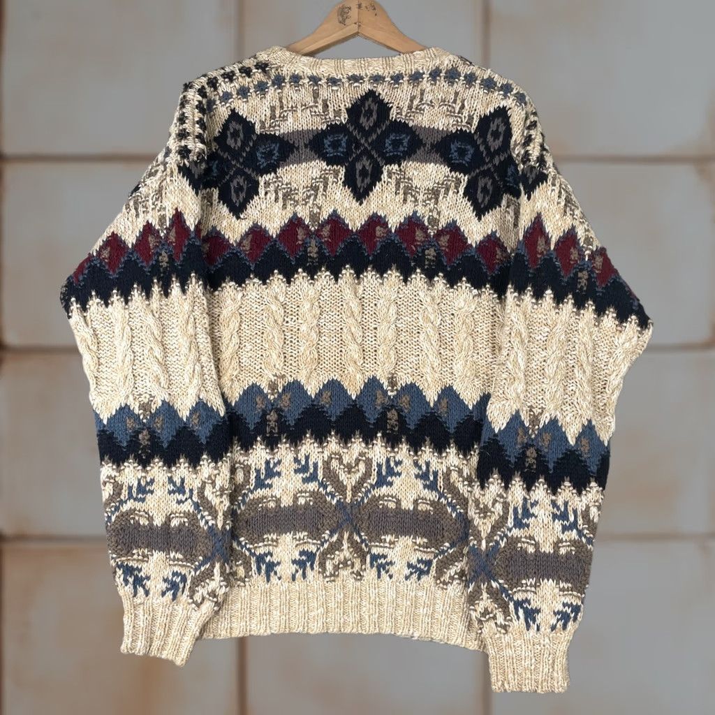 Coogi Great Lakes Recreation Mens Medium Beige 3D Knit Fair Isle Coogi Style Pullover - Vintage Cable Sweater Size US M / EU 48-50 / 2 - 1 Thumbnail