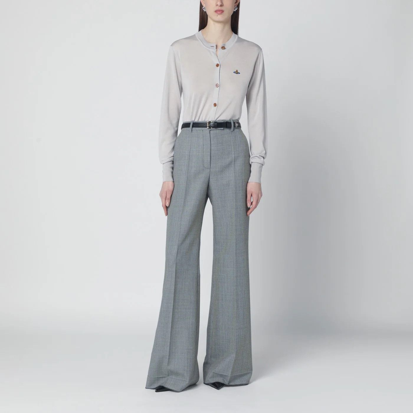 Vivienne Westwood o1d2blof0526 Wool And Silk Cardigan in Light Grey Size S / US 4 / IT 40 - 2 Thumbnail
