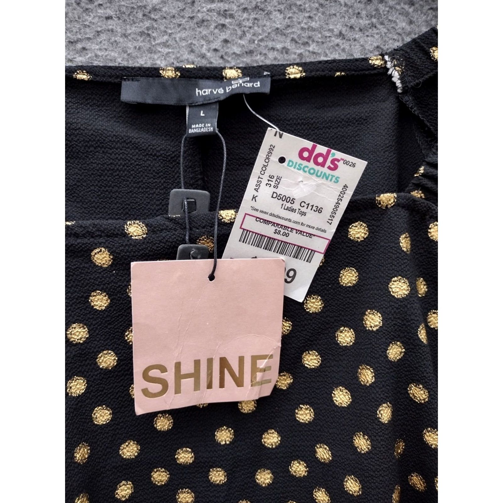 Vintage Harve Benard Blouse Off Shoulder 3/4 Sleeve Polka Dot Gold Black L Womens Size L / US 10 / IT 46 - 6 Thumbnail