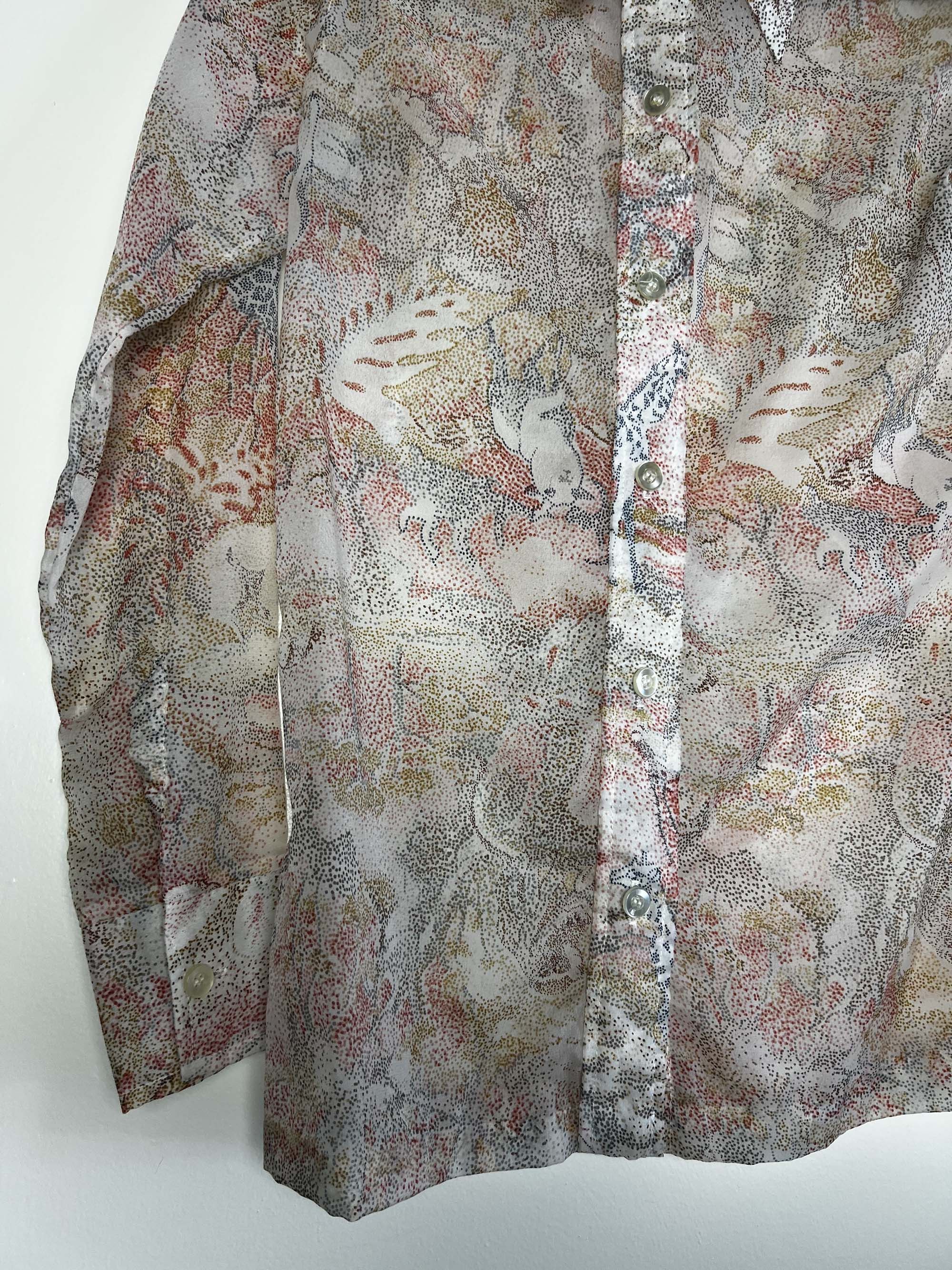 Vintage Vintage 1960's Shapely Sheer Animal Art Button Up Shirt Size M / US 6-8 / IT 42-44 - 4 Thumbnail