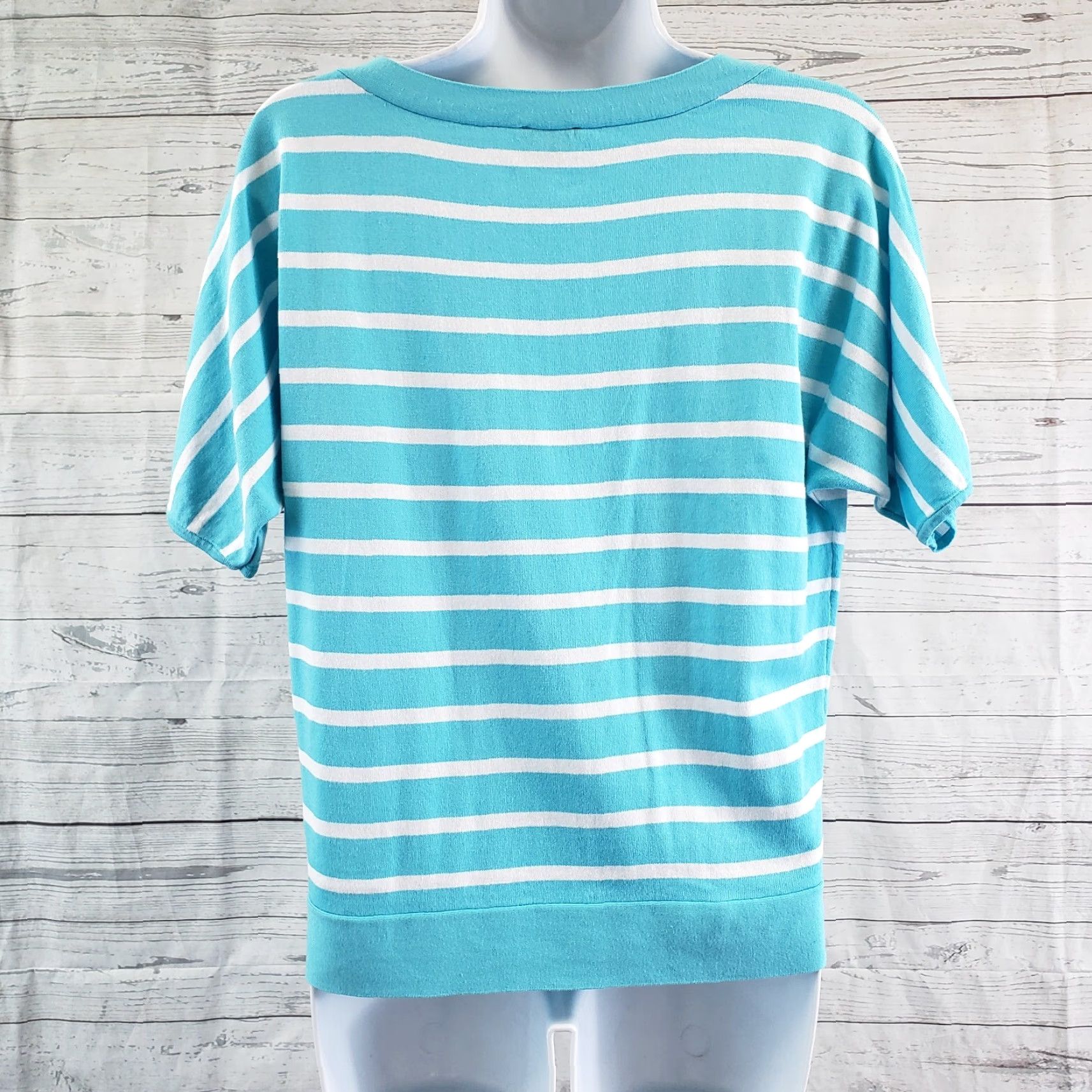 Talbots Talbots Womens Knit Top XS Blue White Stripe Short Sleeve Cotton Blend Blouse Womens XS Blue Stripe Shirt Size XS / US 0-2 / IT 36-38 - 4 Thumbnail