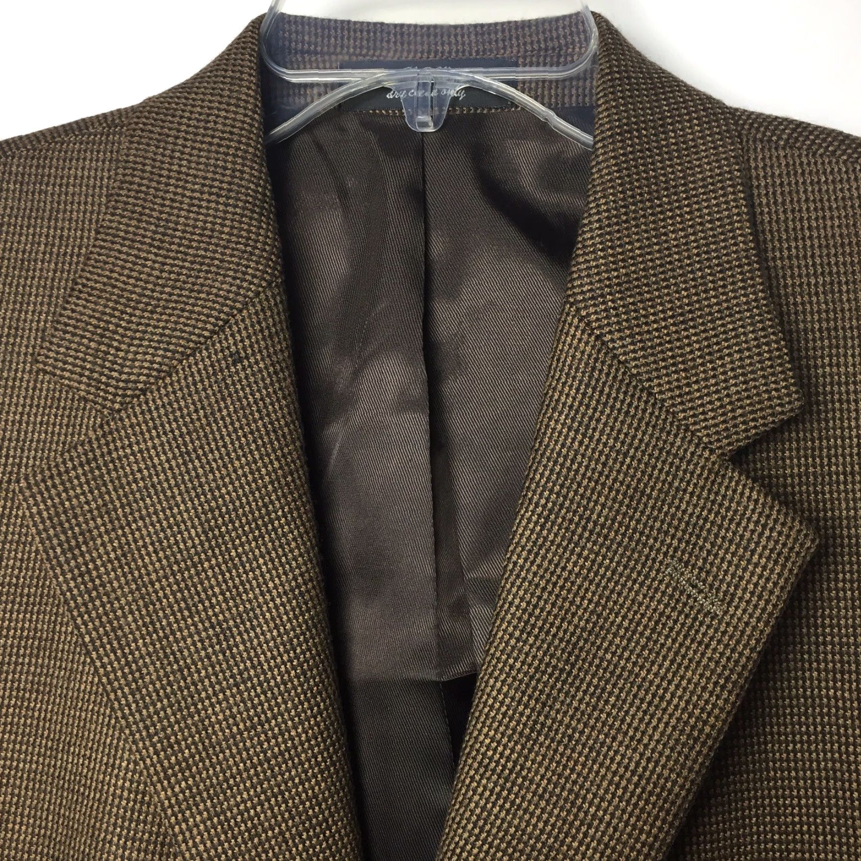 Vintage Chereskin Blazer Mens Size 44 Brown Houndstooth 2-Button Lambswool, Single-Breasted Jacket, Notch Lapel, Regular Length, Wool Coat, Mens Size 44R - 2 Thumbnail