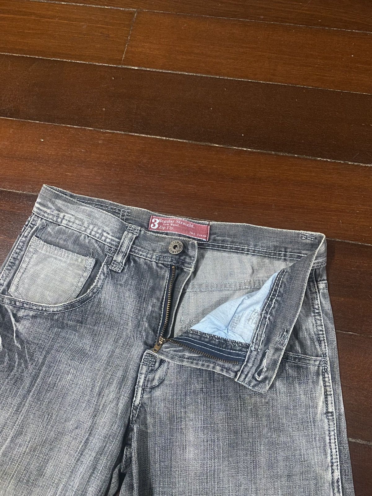 If Six Was Nine Flare Jeans netmen Clawmark Distress Faded Denim Size US 30 / EU 46 - 16 Thumbnail