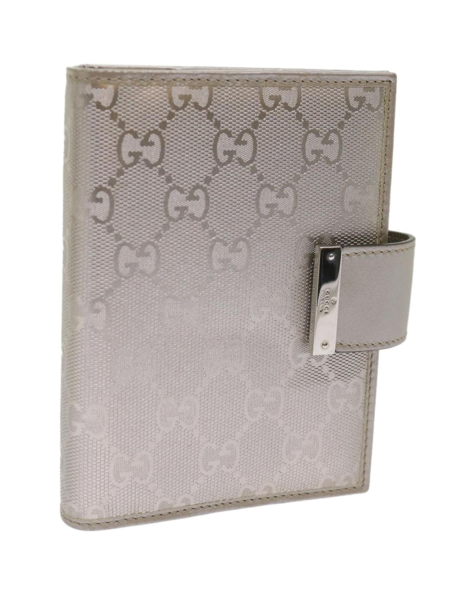 image of Gucci Silver Canvas Day Planner Cover With GG Pattern, Women's