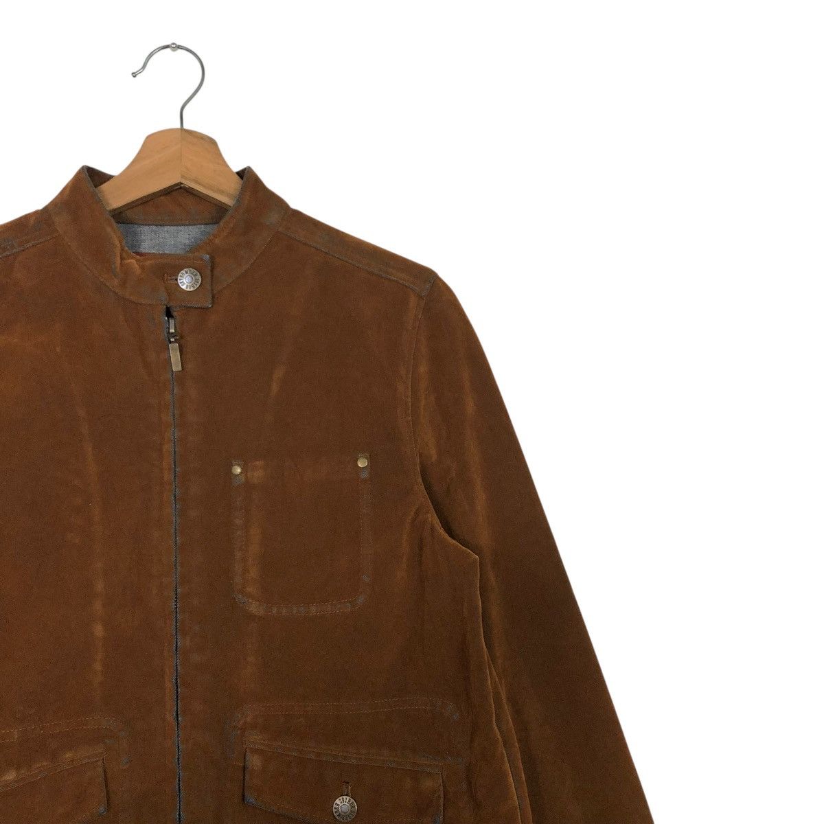 Japanese Brand 🔥RICH BROWN CROPPED CHORE BIKER JACKET SKY BOMBER Size US L / EU 52-54 / 3 - 8 Thumbnail