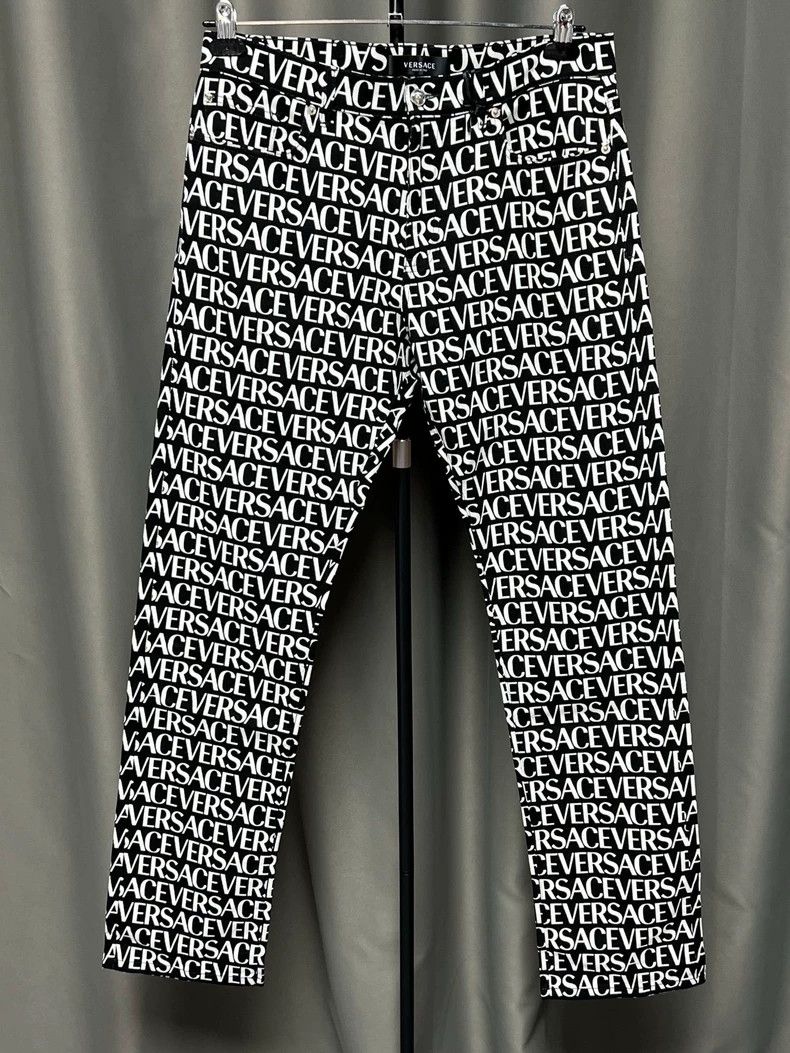 Versace Men's loose full-letter logo casual jeans