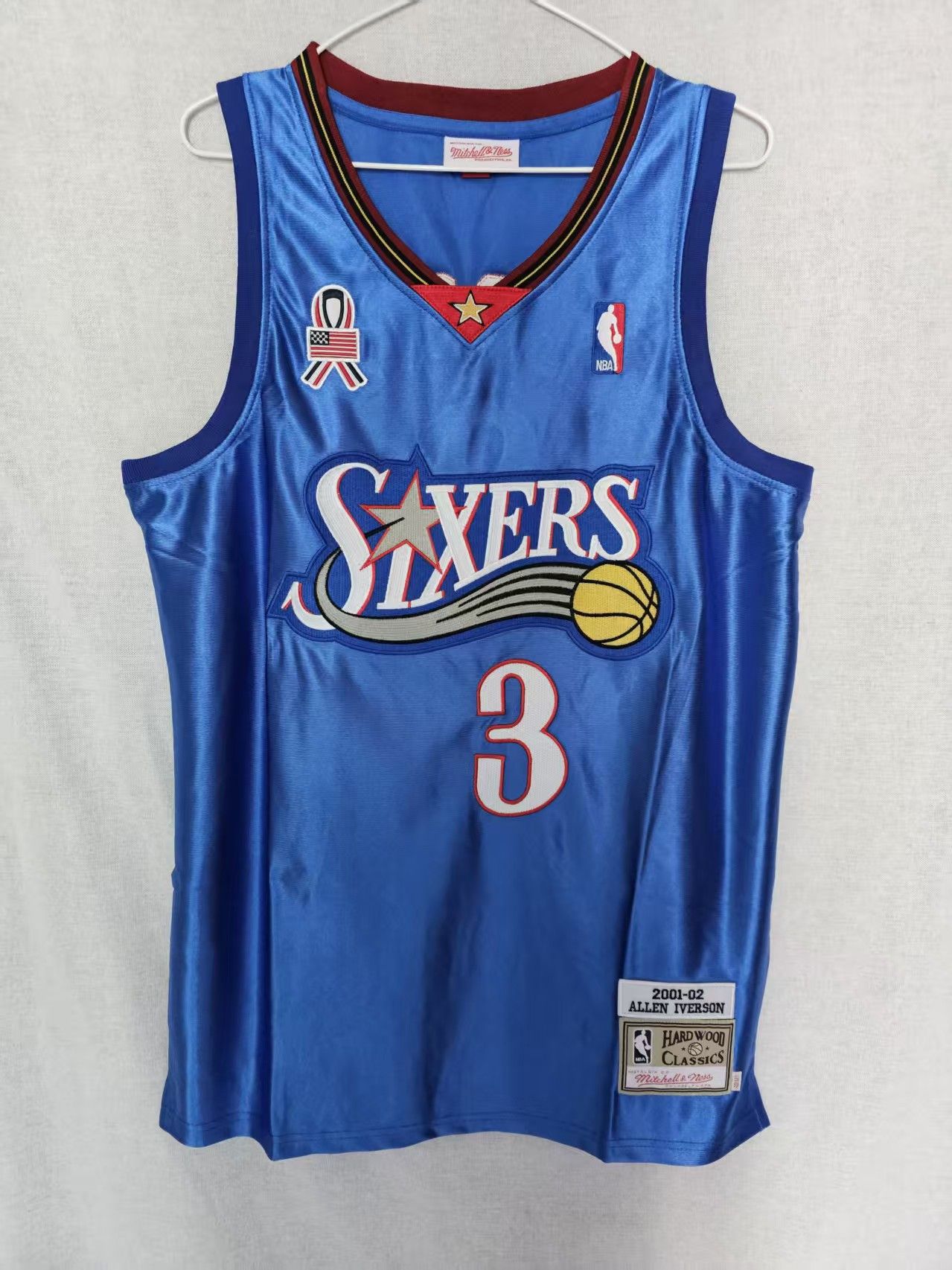 NBA 76ers #3 Allen Iverson Jersey Double Stitched Blue Size US M / EU 48-50 / 2 - 1 Thumbnail