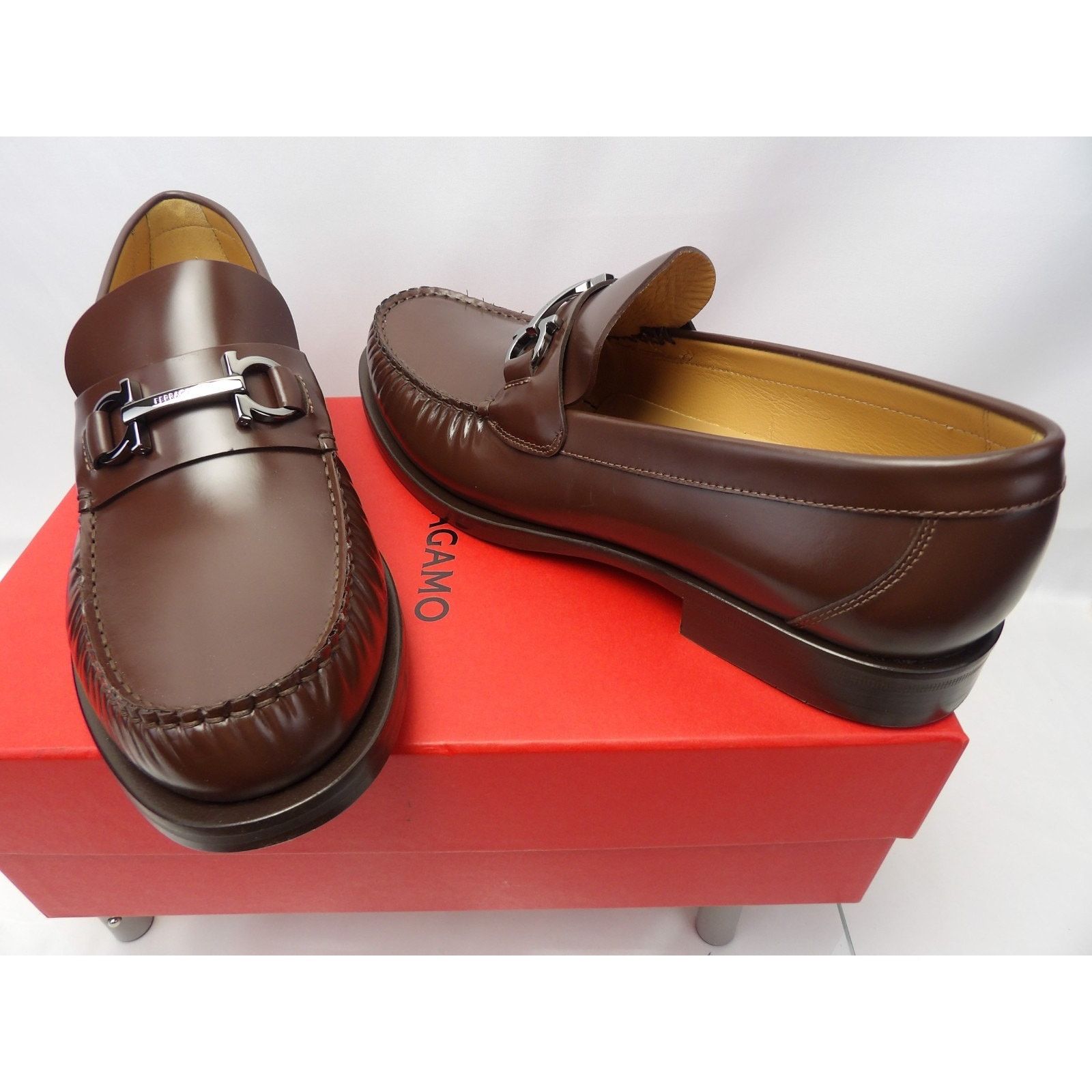 Salvatore Ferragamo FERRAGAMO BROWN LEATHER FORT GANCINI BIT LOAFERS 10.5 E ITAL Size US 11.5 / EU 44-45 - 4 Thumbnail