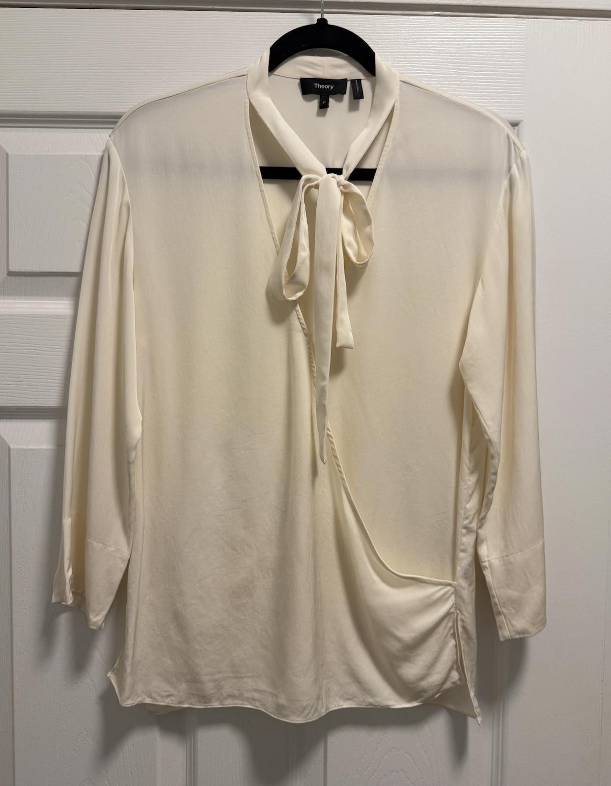 Theory Luxury Theory Relaxed Wrap 100% Silk Tie-Neck Blouse Size M / US 6-8 / IT 42-44 - 1 Thumbnail