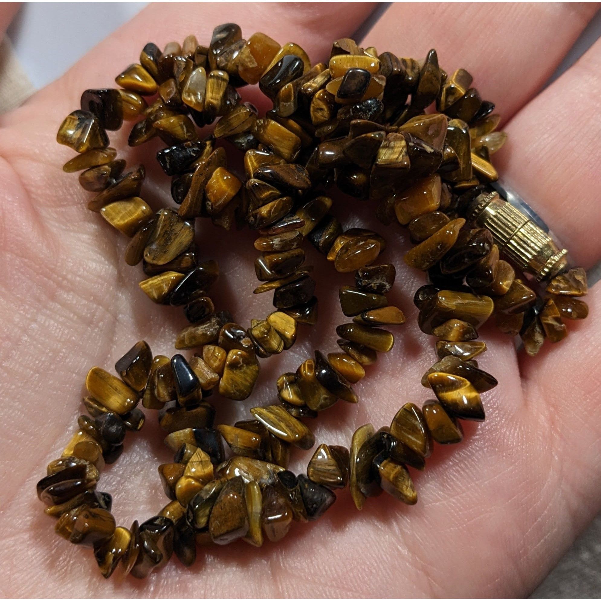 Other Natural Tiger Eye Chip Beaded Necklace With Barrel Clasp Size ONE SIZE - 3 Thumbnail